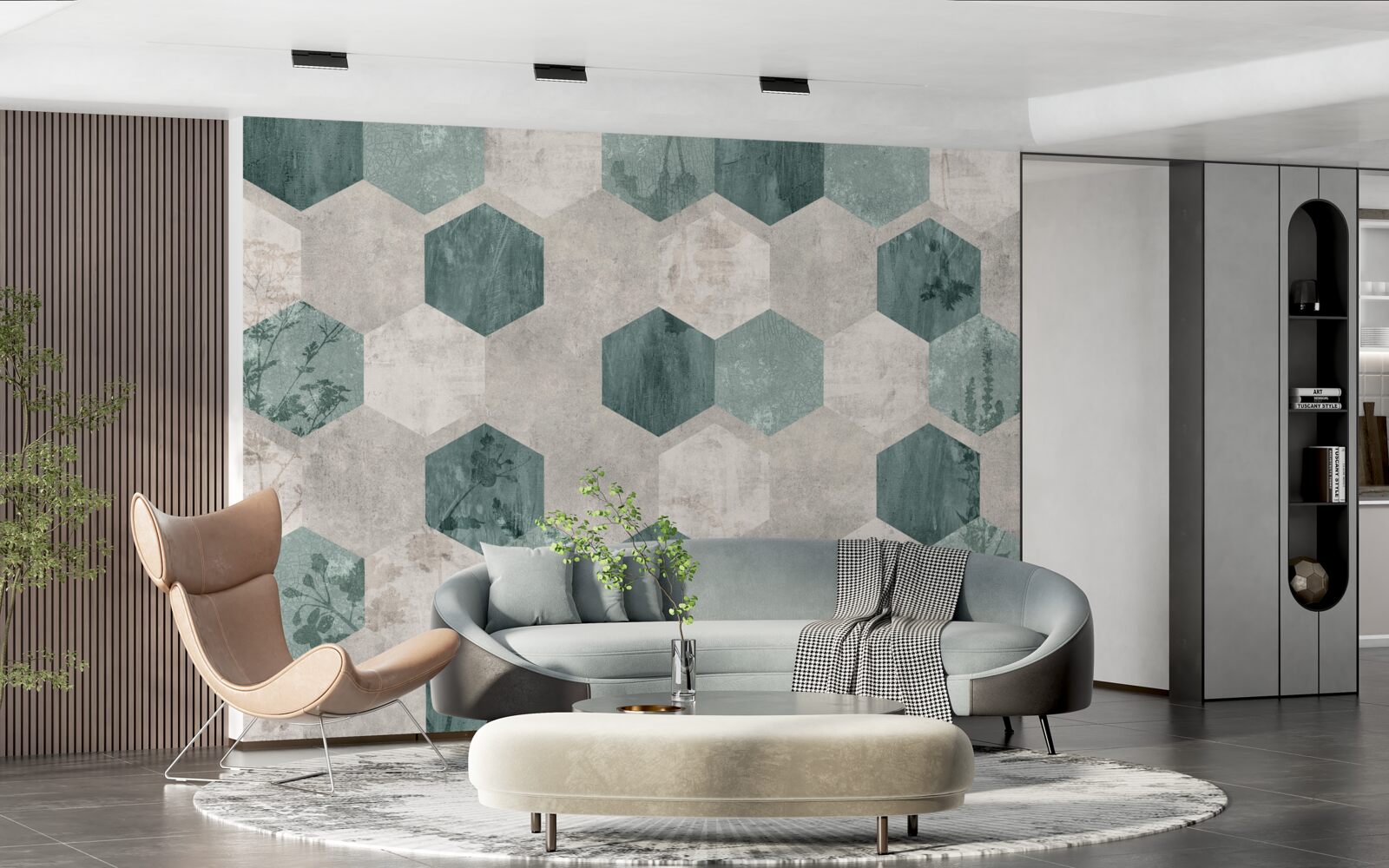 Fototapeta listy so vzormi vo forme abstraktných päťuholníkov