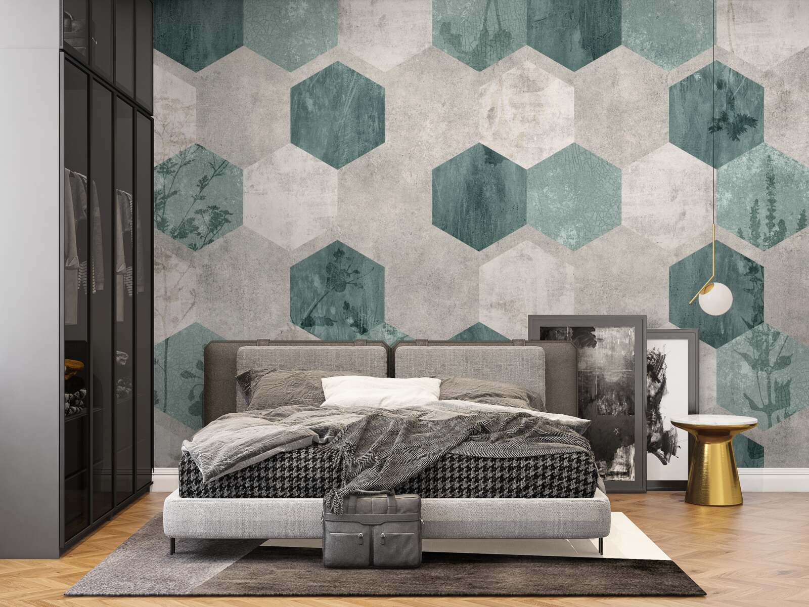 Fototapeta listy so vzormi vo forme abstraktných päťuholníkov