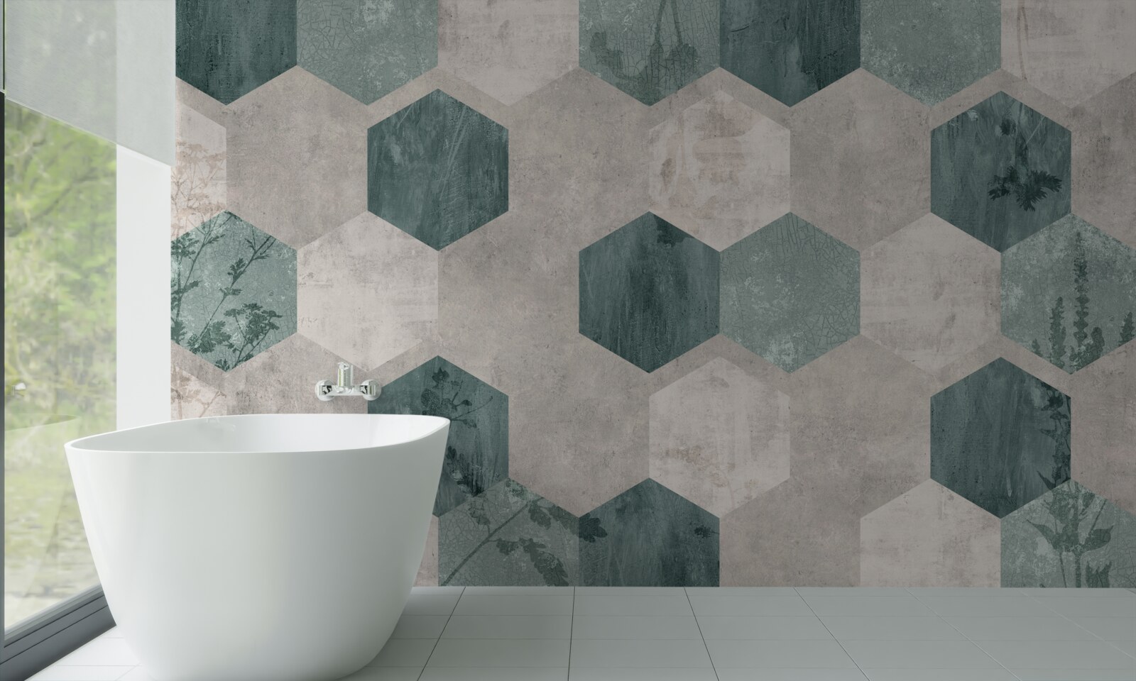 Fototapeta listy so vzormi vo forme abstraktných päťuholníkov