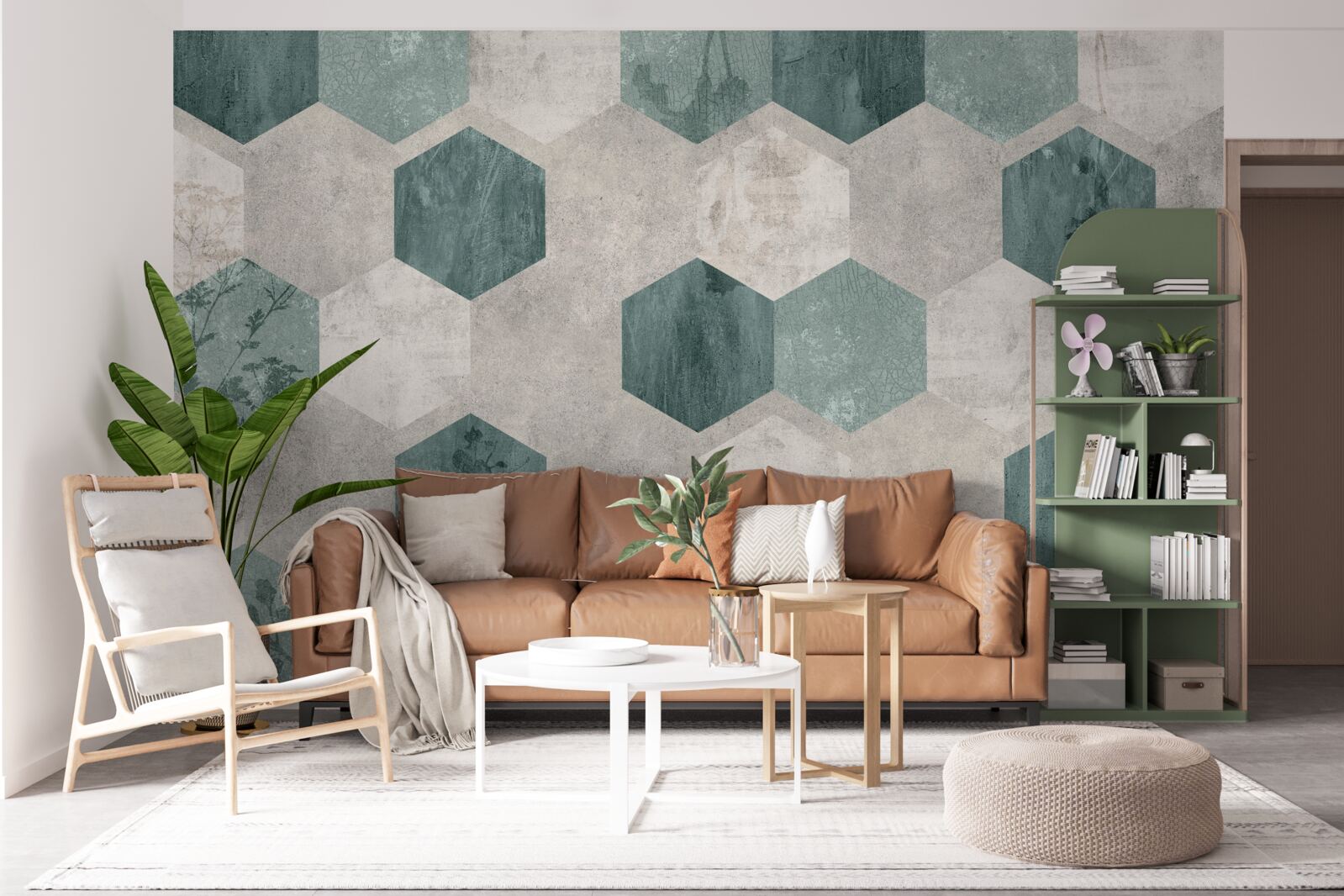 Fototapeta listy so vzormi vo forme abstraktných päťuholníkov