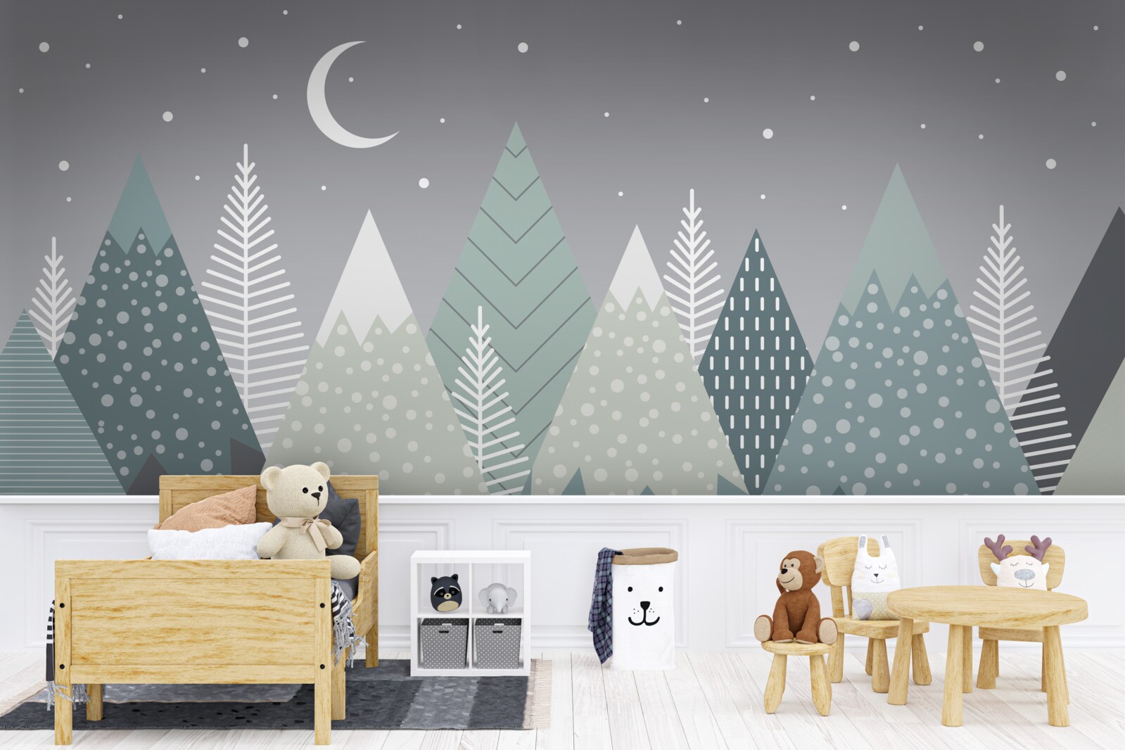 Fototapeta les ihličnatých stromov v mesačnom svite