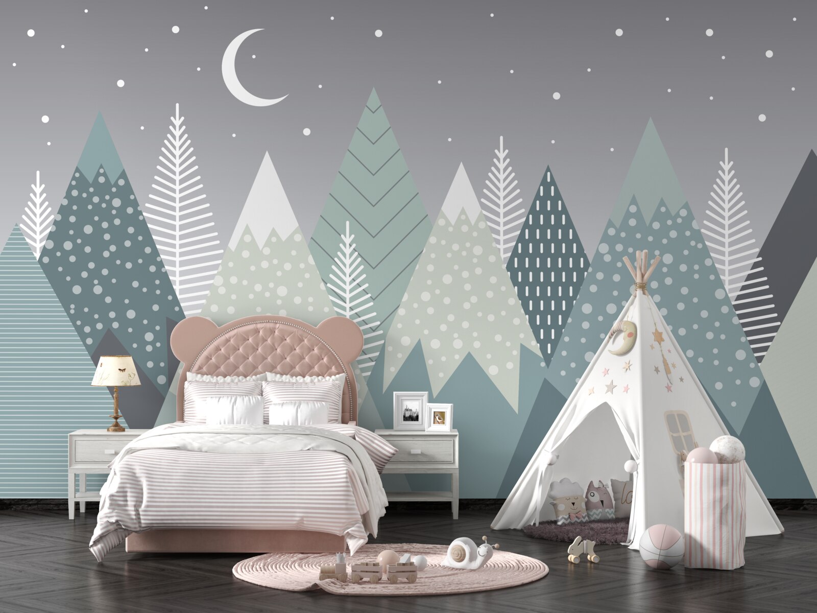 Fototapeta les ihličnatých stromov v mesačnom svite