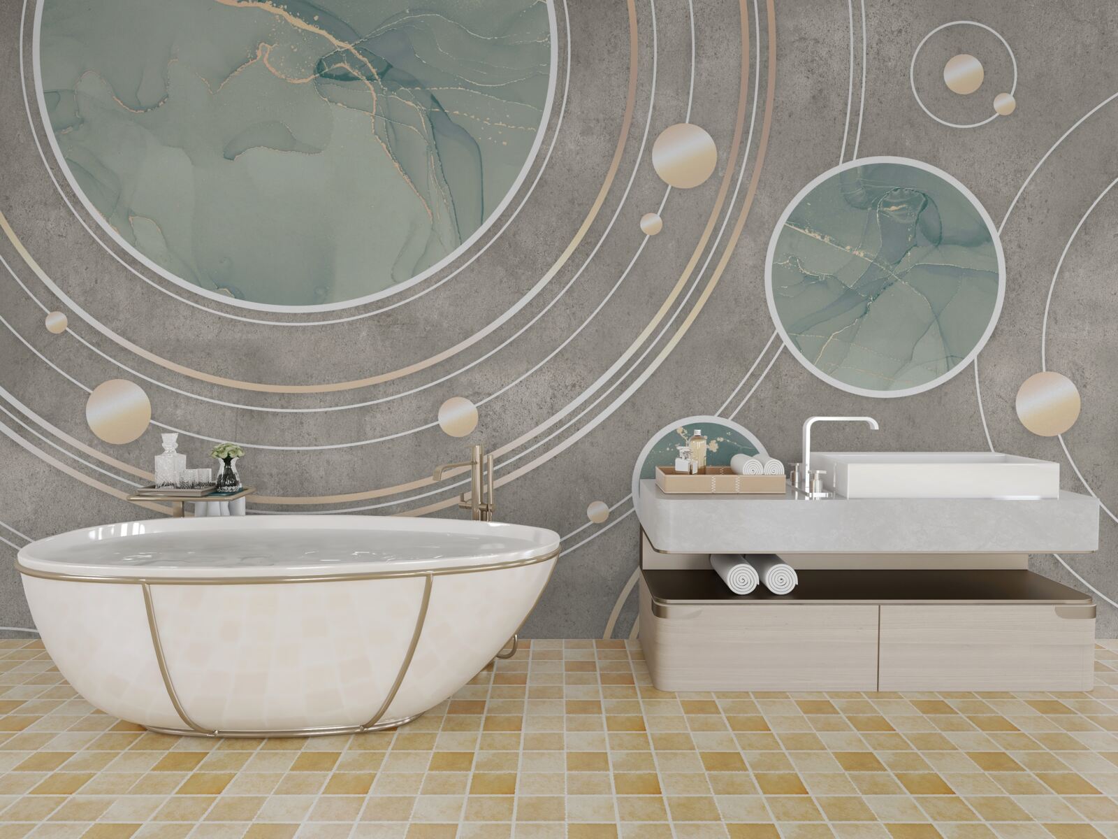 Fototapeta vesmírne abstraktné kruhy