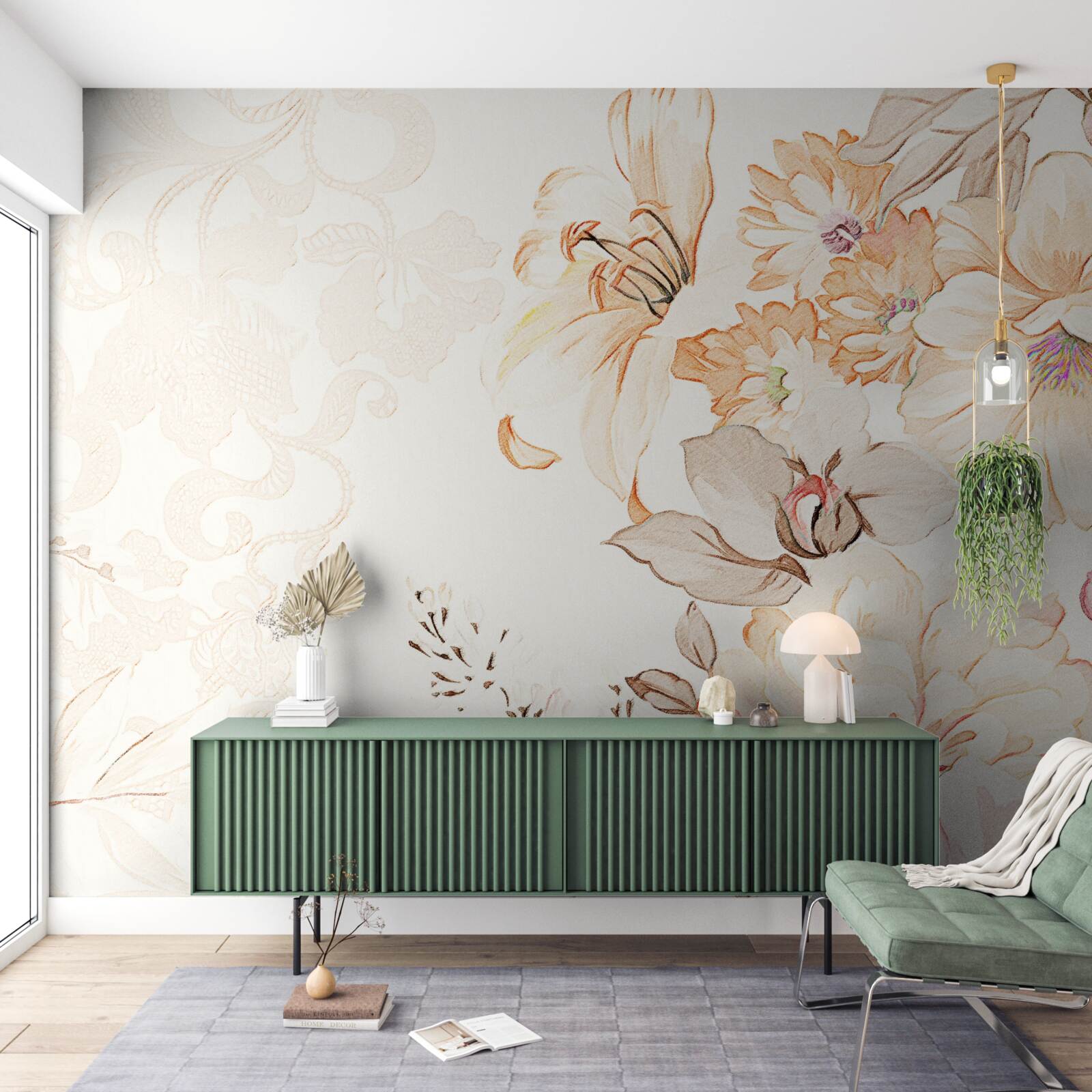 Fototapeta kompozícia s akvarelovými kvetmi