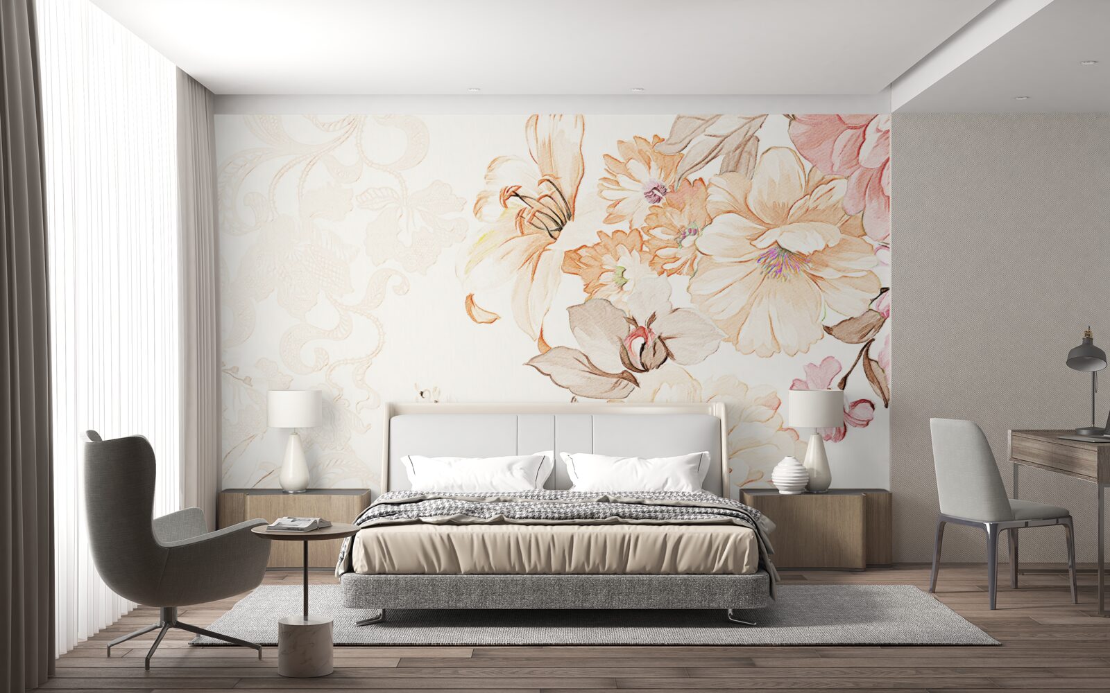 Fototapeta kompozícia s akvarelovými kvetmi