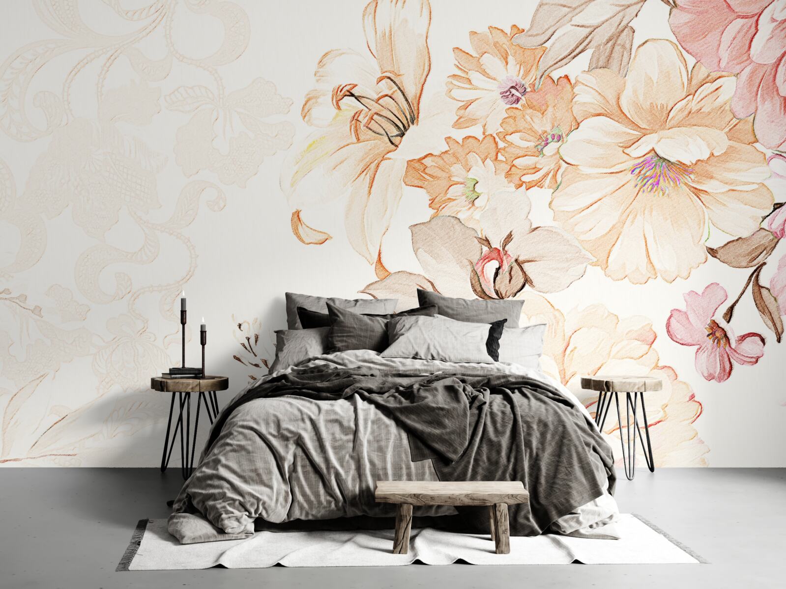 Fototapeta kompozícia s akvarelovými kvetmi