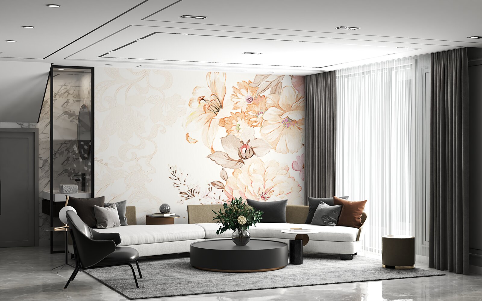 Fototapeta kompozícia s akvarelovými kvetmi