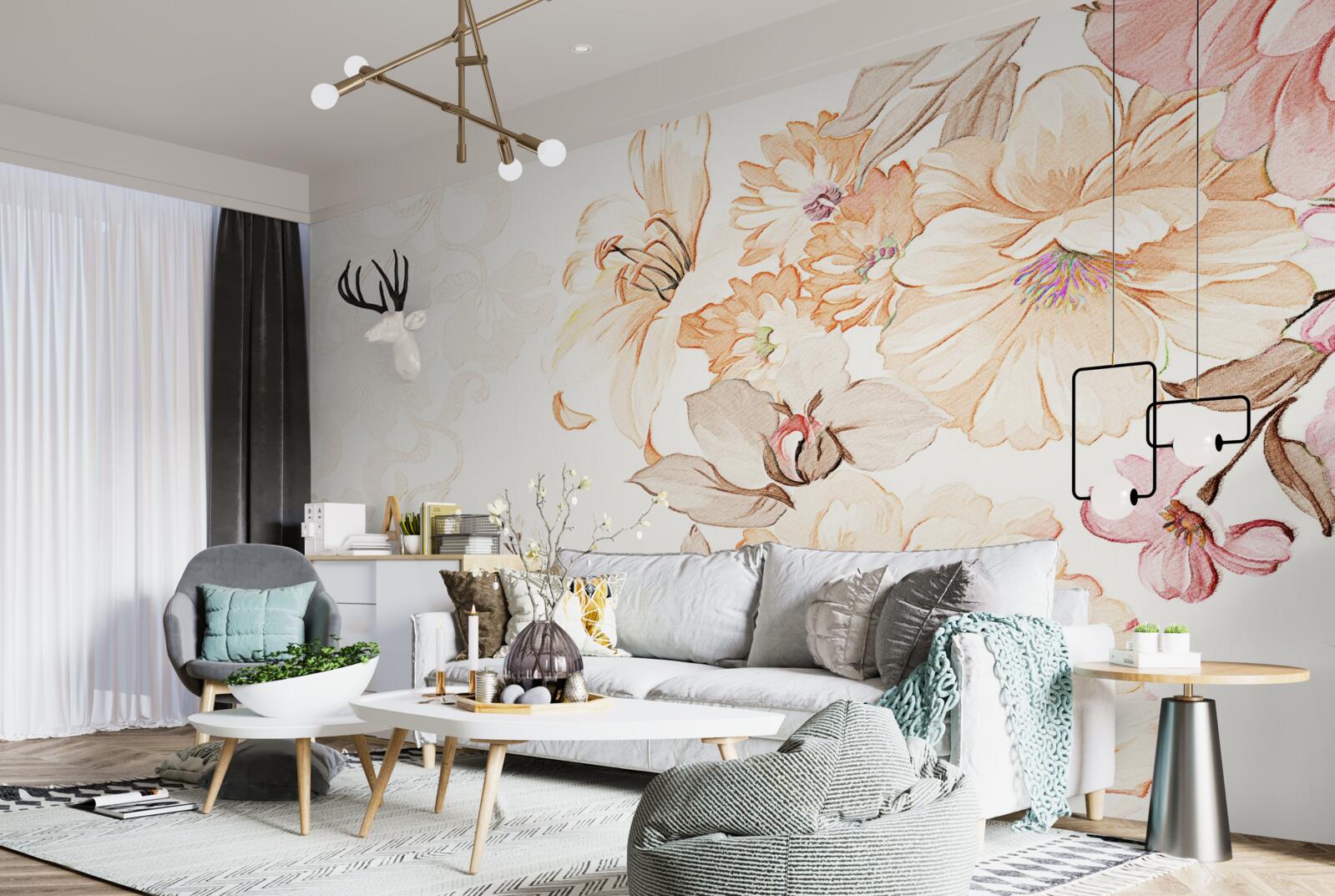 Fototapeta kompozícia s akvarelovými kvetmi