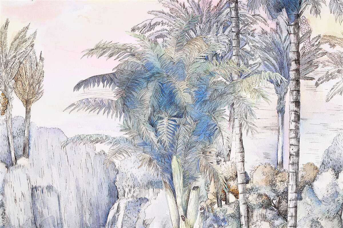 Fototapeta vysoké stromy medzi skalami