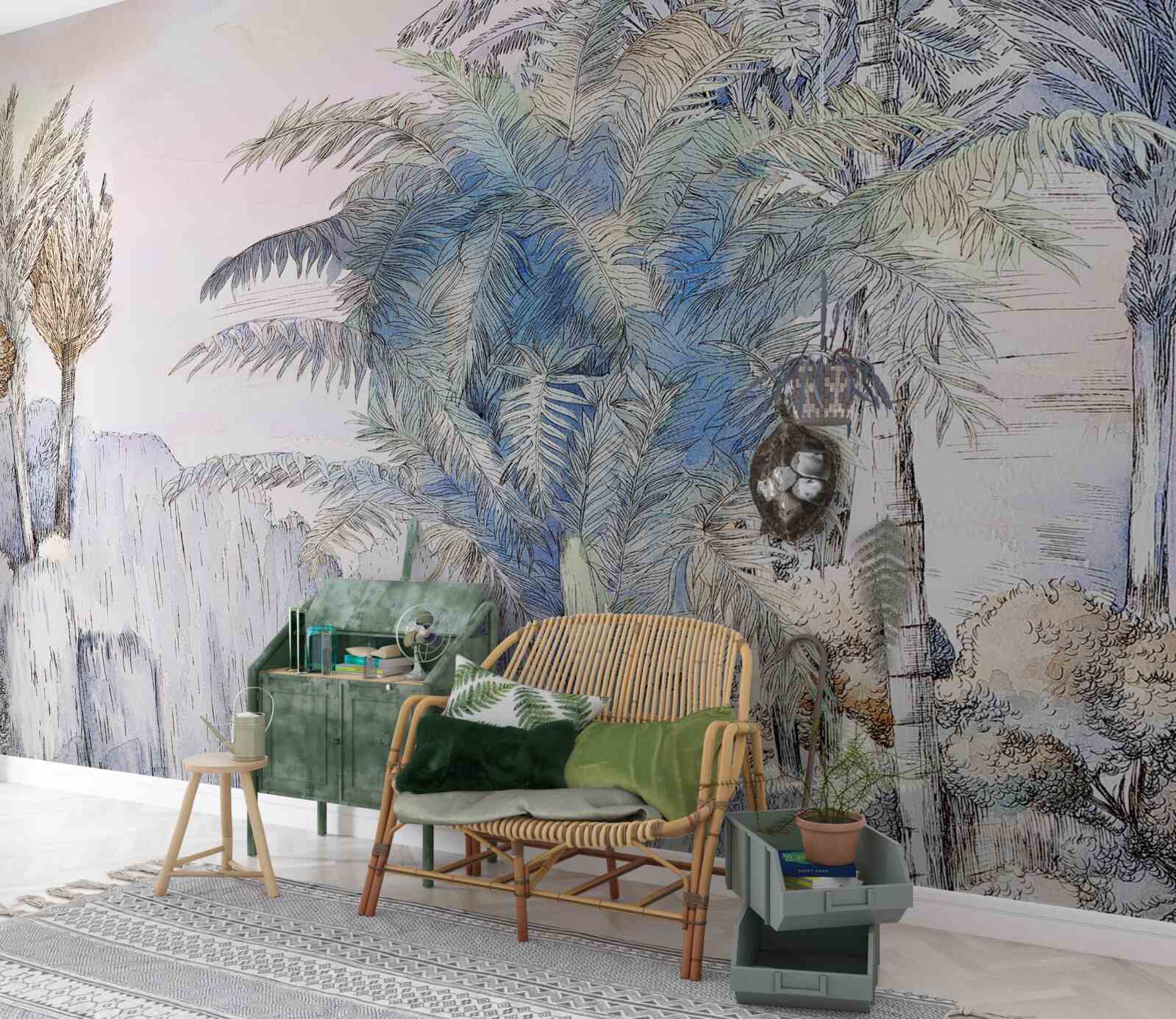 Fototapeta vysoké stromy medzi skalami