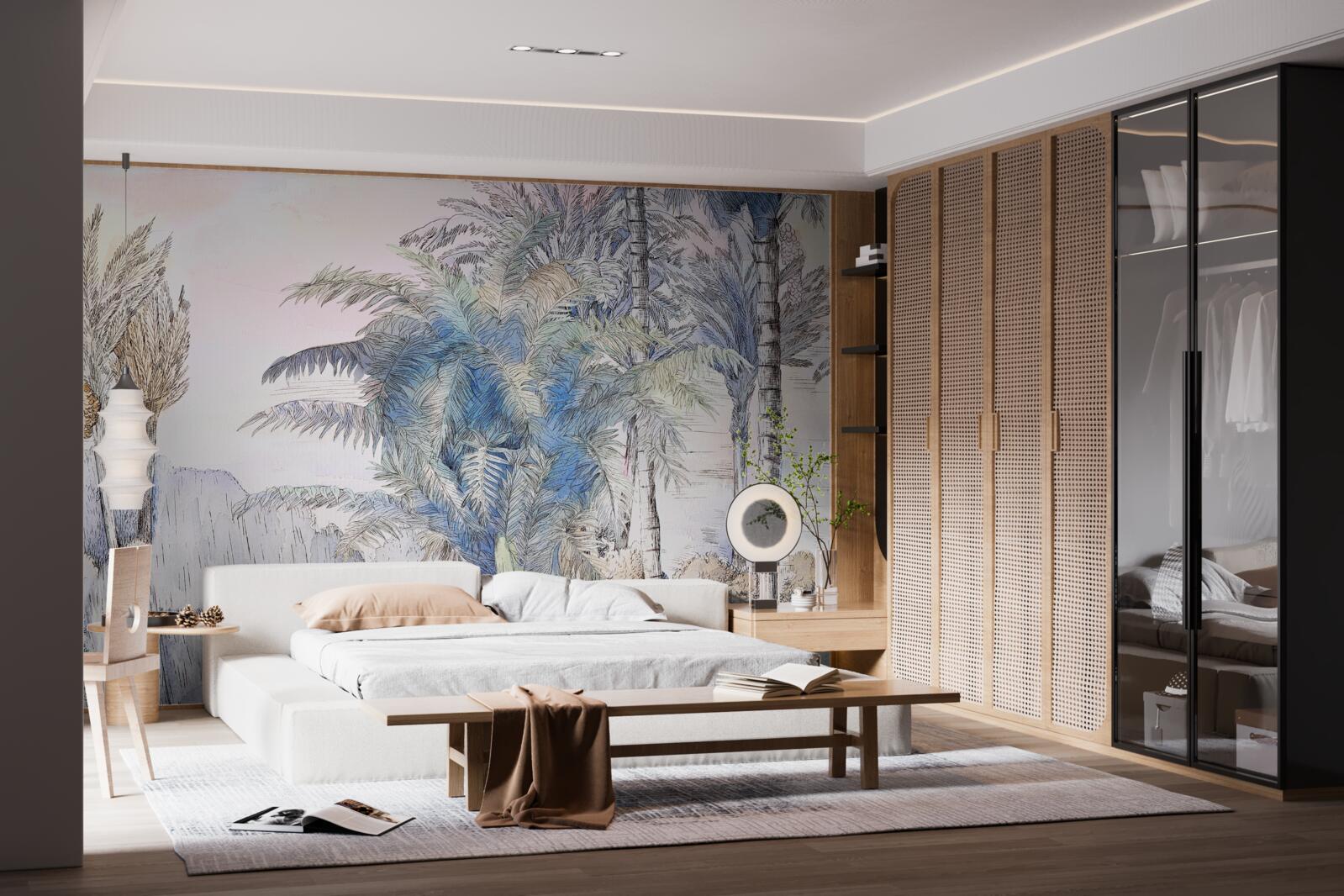 Fototapeta vysoké stromy medzi skalami