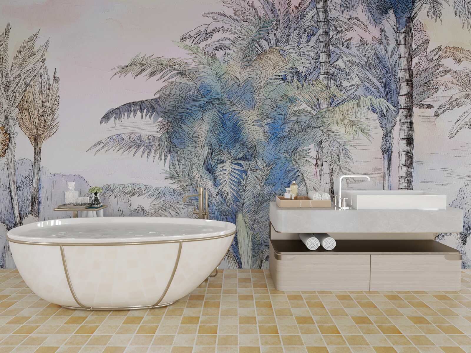 Fototapeta vysoké stromy medzi skalami