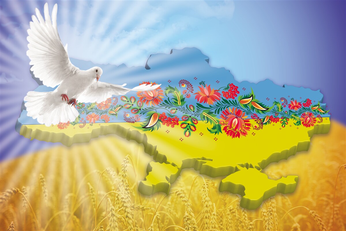 Fototapeta Holubica mieru a mapa Ukrajiny