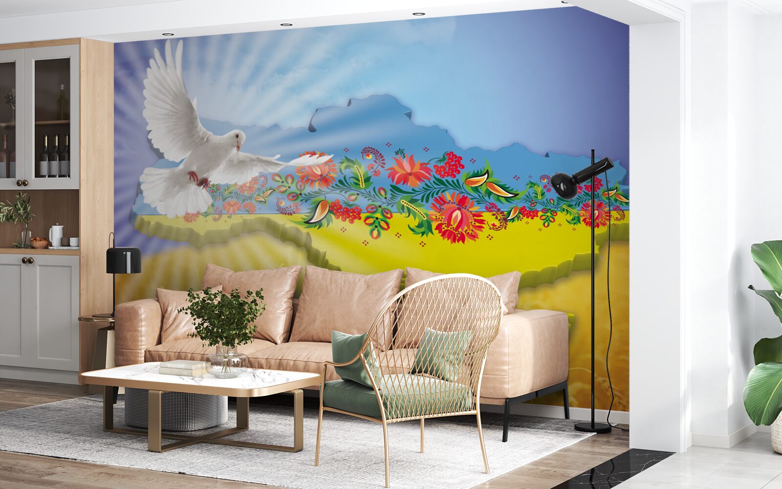 Fototapeta Holubica mieru a mapa Ukrajiny