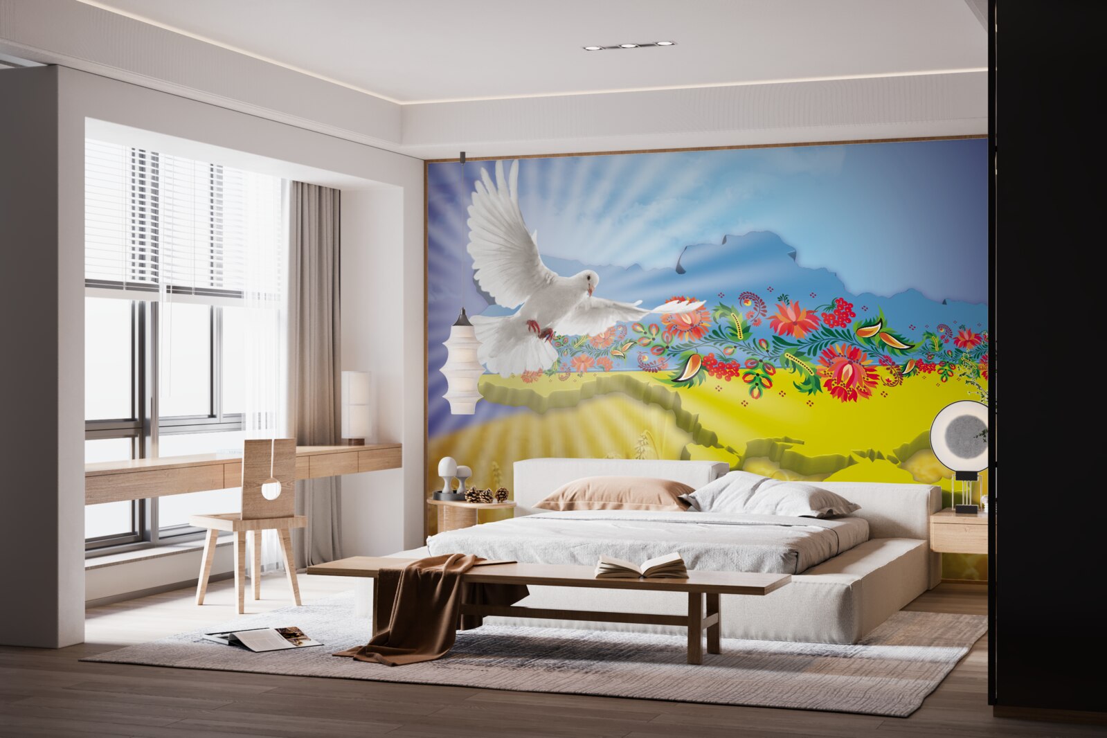 Fototapeta Holubica mieru a mapa Ukrajiny