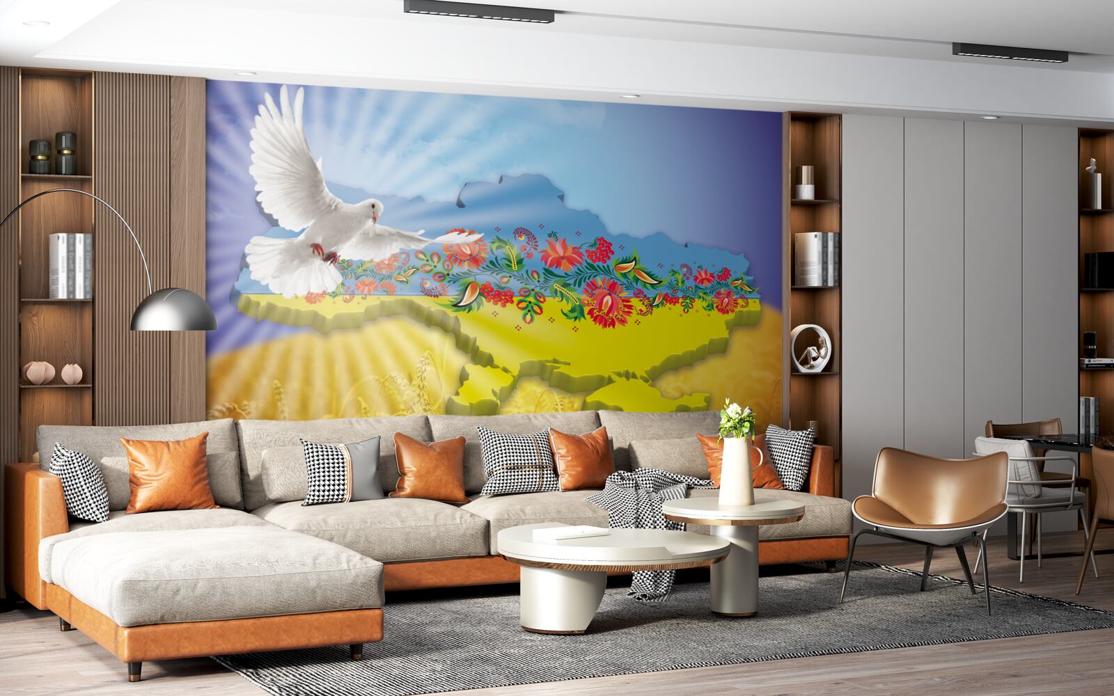 Fototapeta Holubica mieru a mapa Ukrajiny