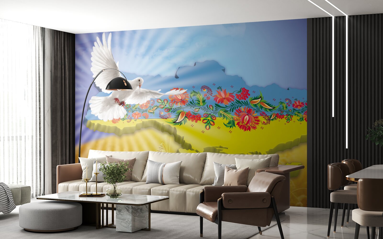 Fototapeta Holubica mieru a mapa Ukrajiny