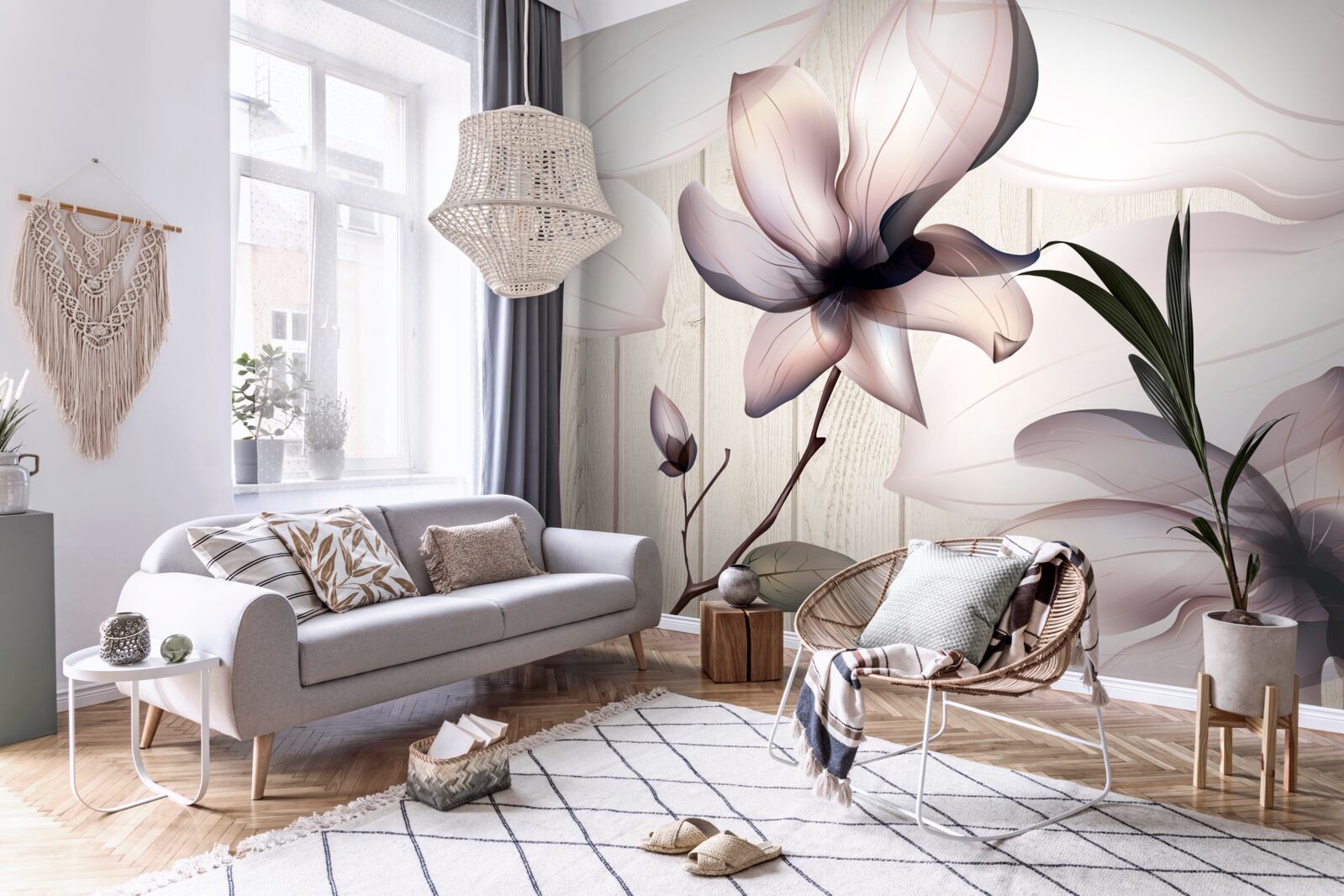 Fototapeta veľké svetlé kvety na strome