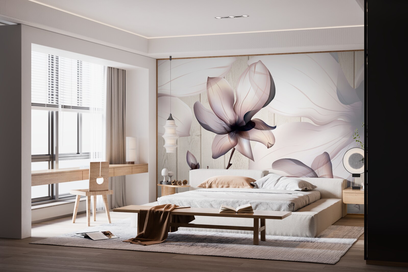 Fototapeta veľké svetlé kvety na strome