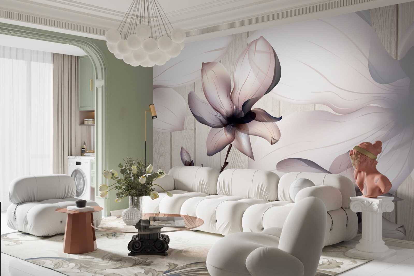 Fototapeta veľké svetlé kvety na strome