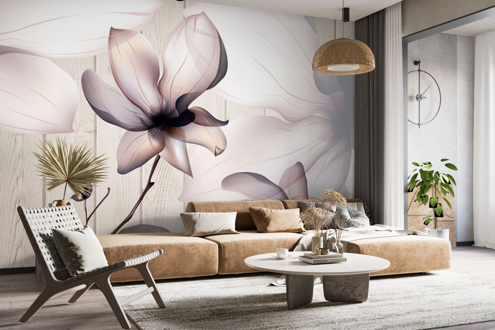 Fototapeta veľké svetlé kvety na strome