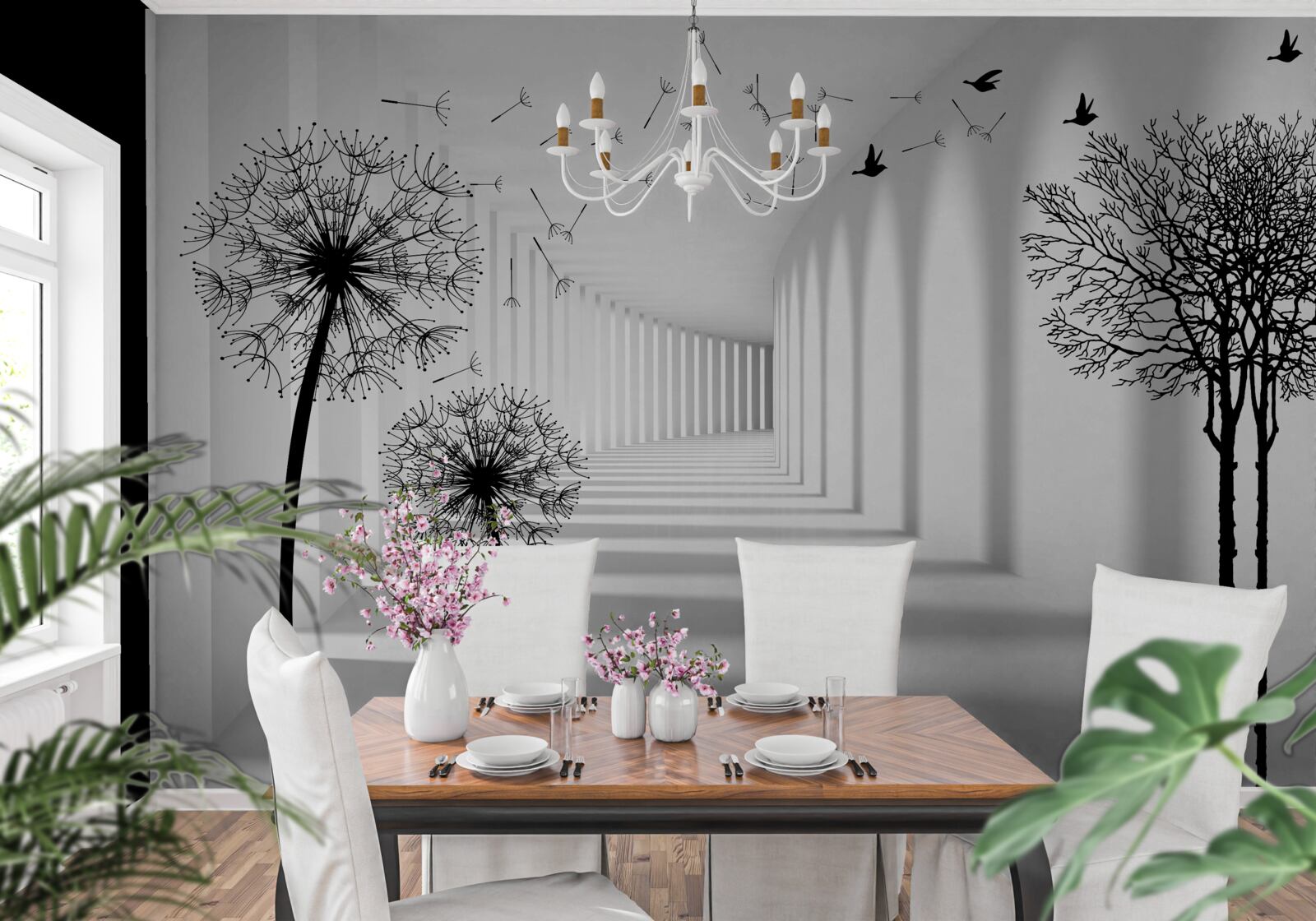 Fototapeta čierne púpavy a tunel