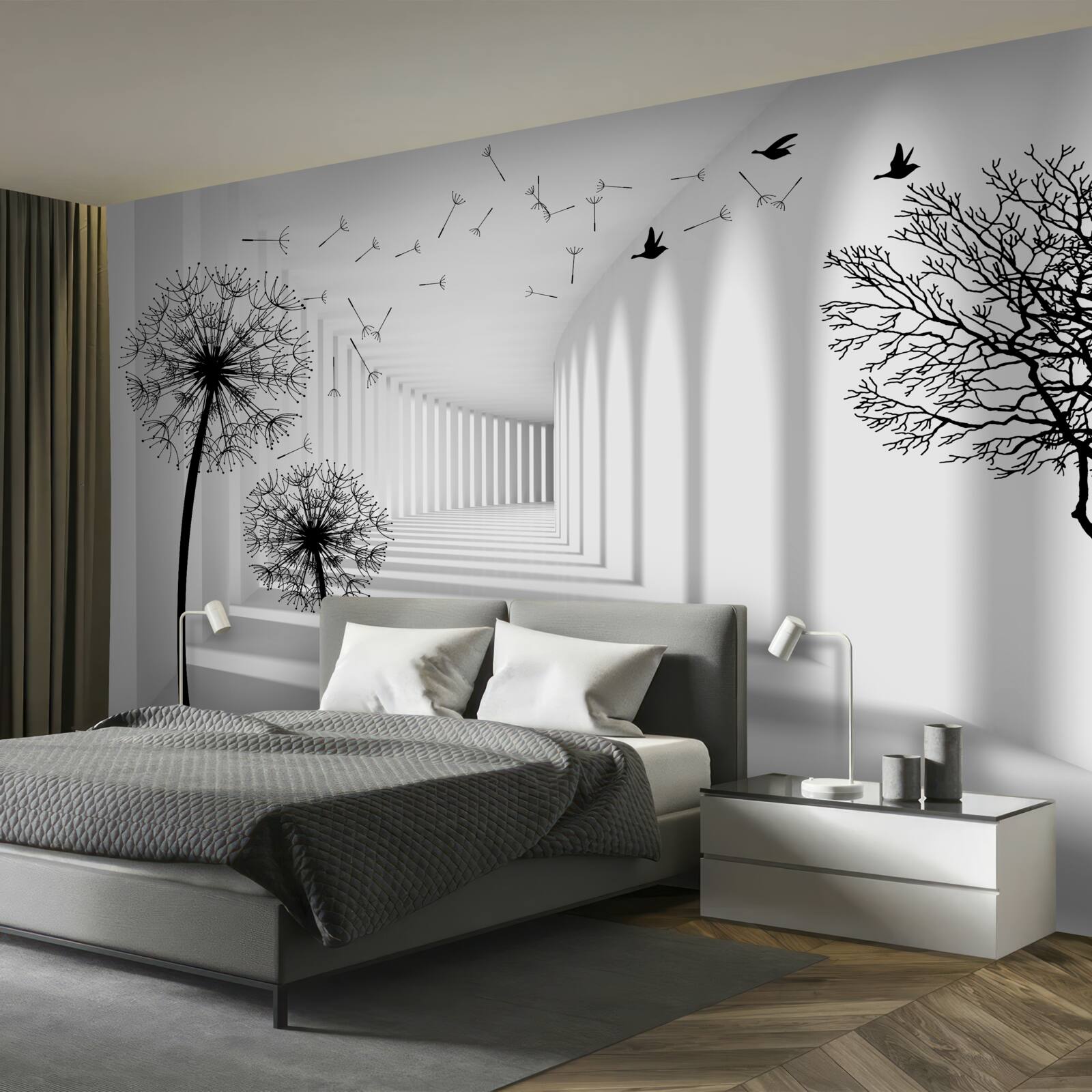 Fototapeta čierne púpavy a tunel