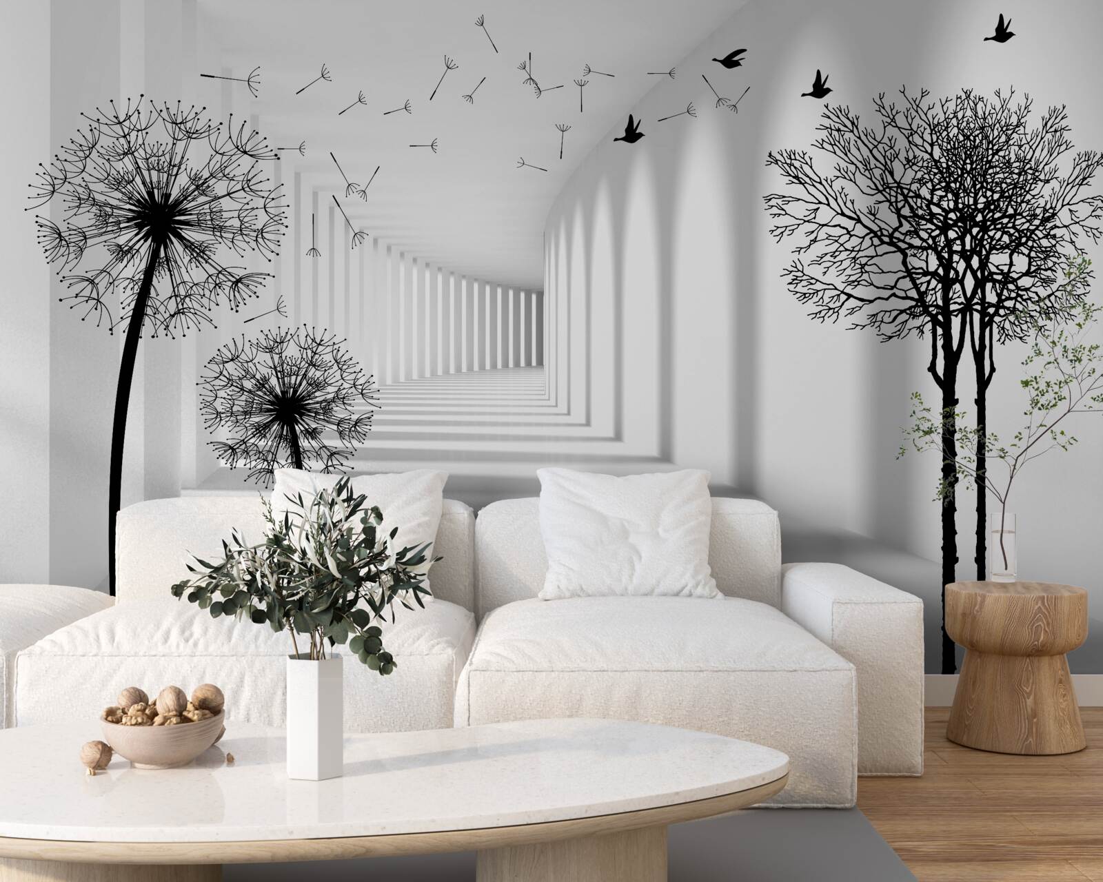 Fototapeta čierne púpavy a tunel