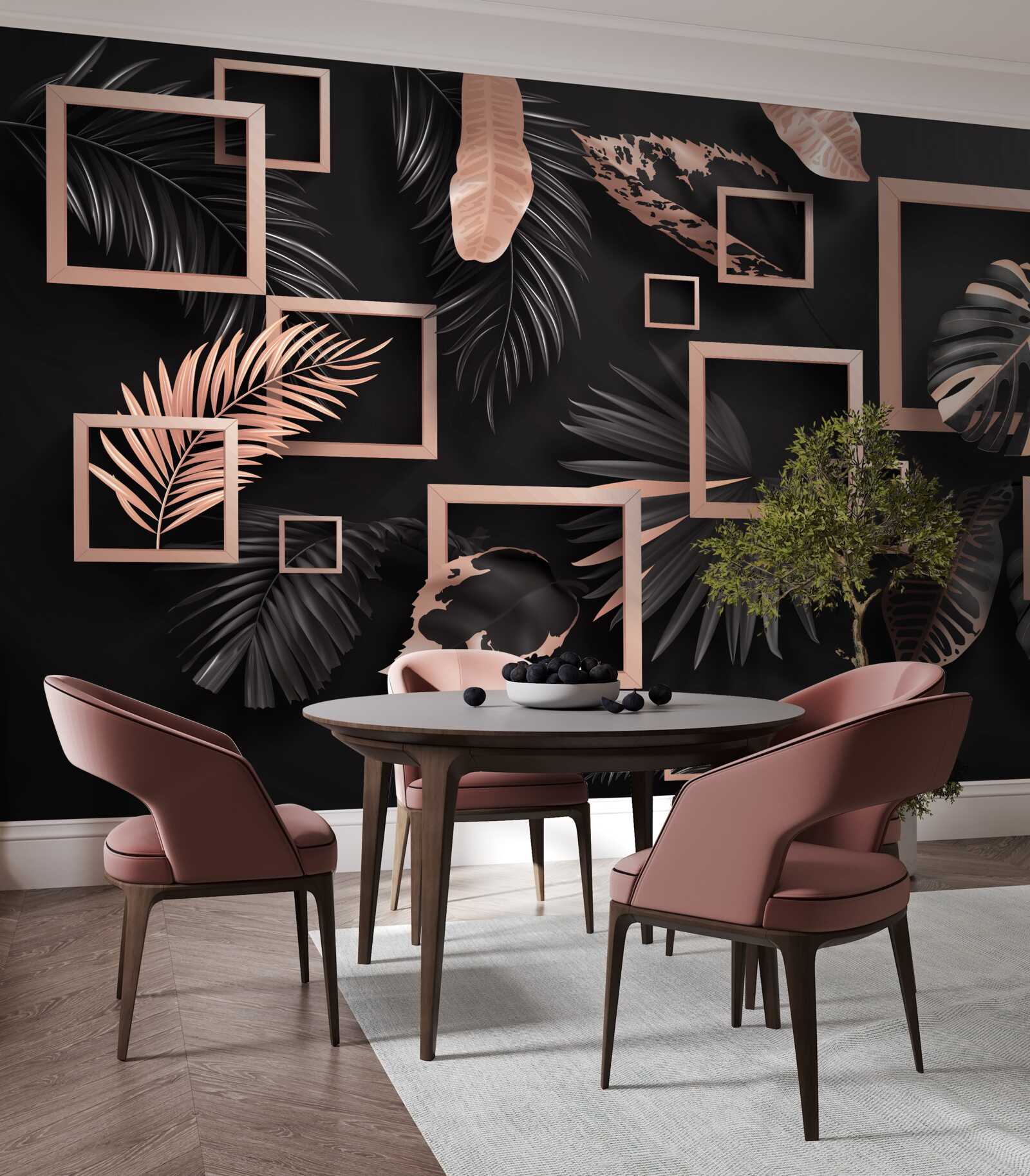 Fototapeta tropická abstrakcia v odtieňoch čiernej a zlatej