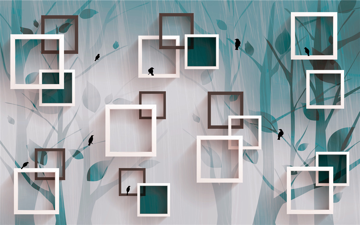 Fototapeta štvorčeky v snehobielej farbe na pozadí krajiny