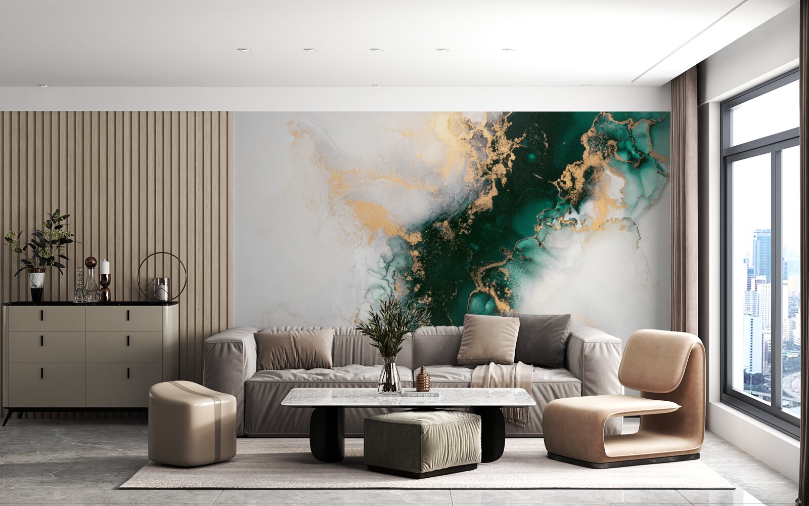 Fototapeta biely mramor s odtieňmi smaragdovej farby