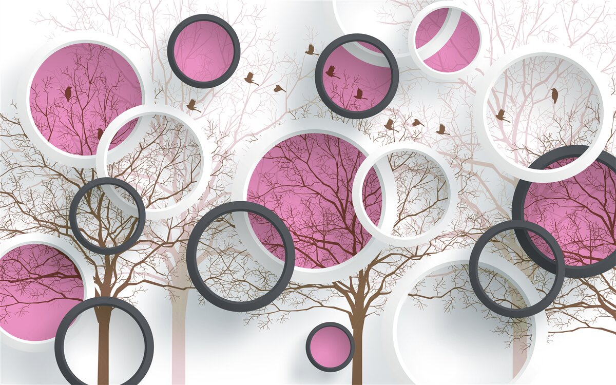 Fototapeta náhodné kruhy a stromy