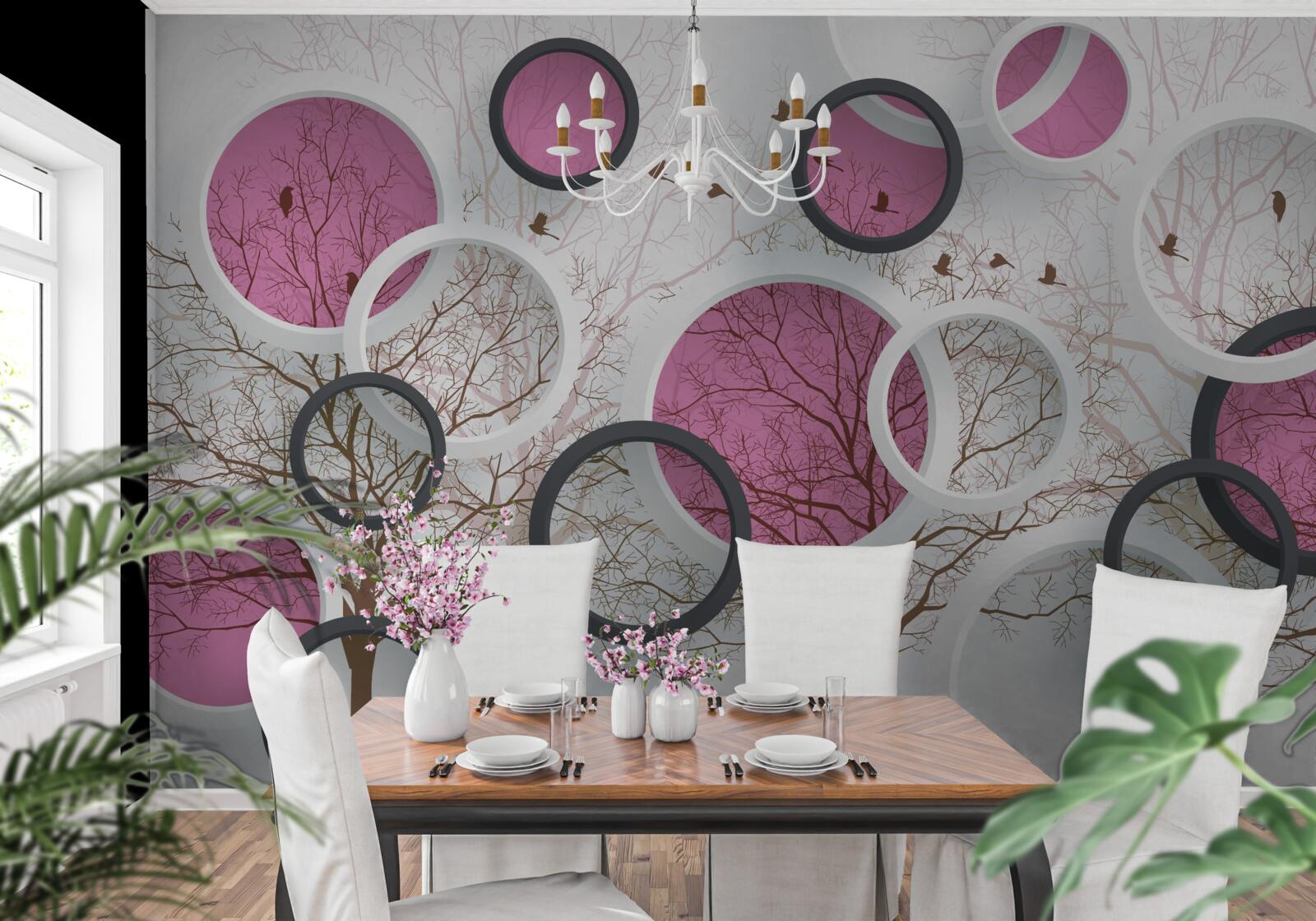 Fototapeta náhodné kruhy a stromy