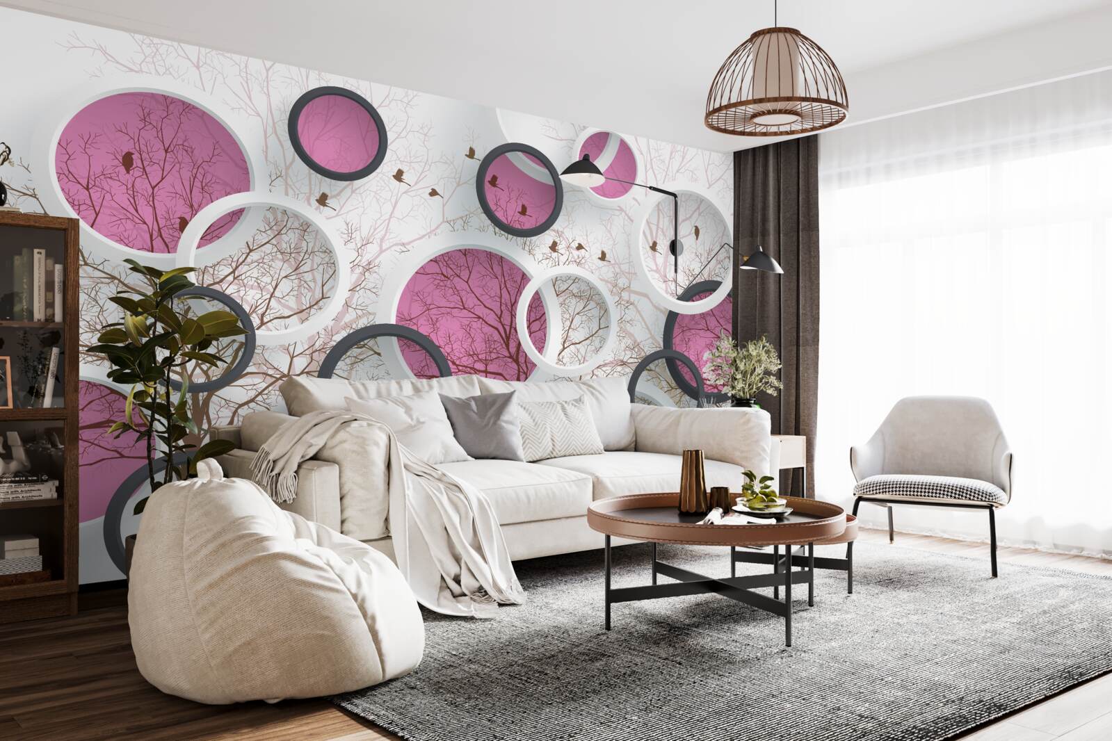 Fototapeta náhodné kruhy a stromy