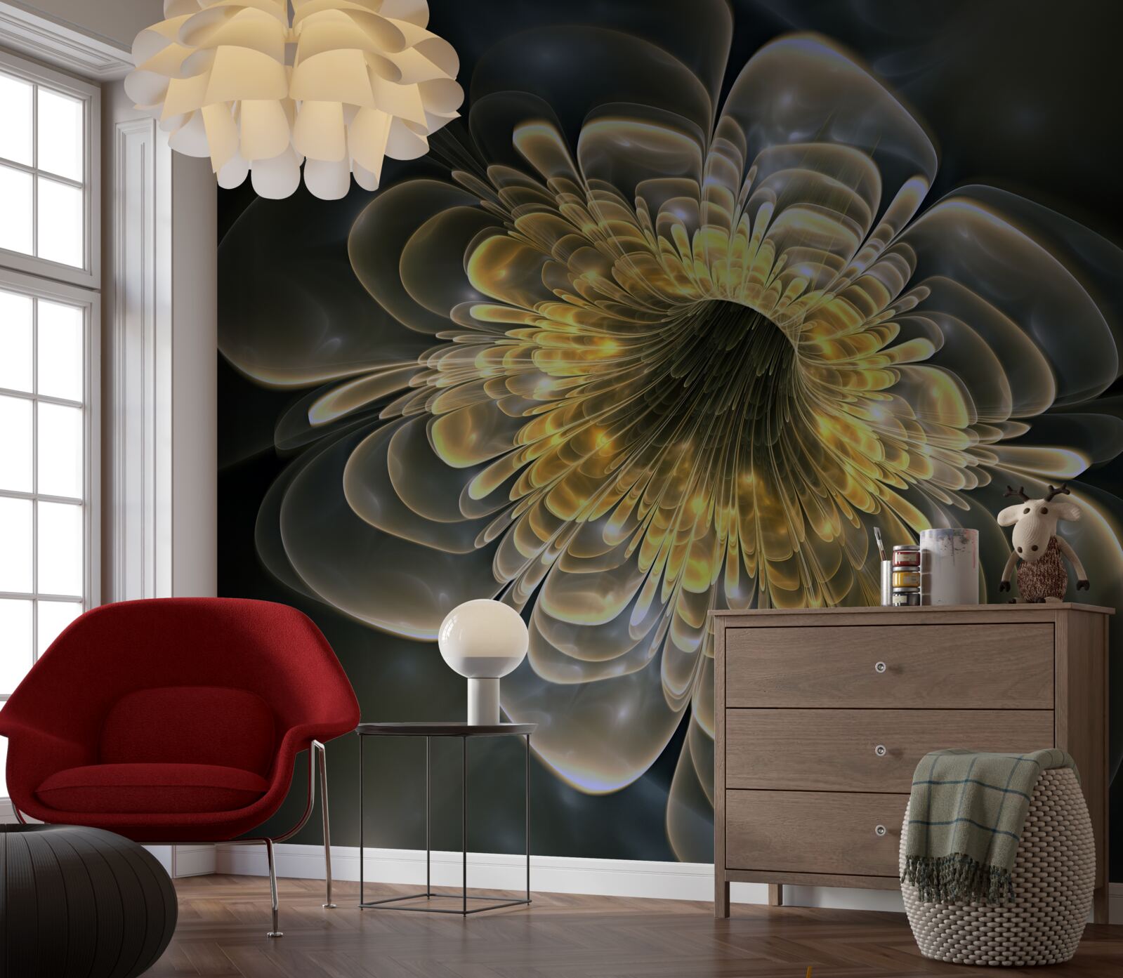 Fototapeta Žltý kvet s abstraktným tvarom