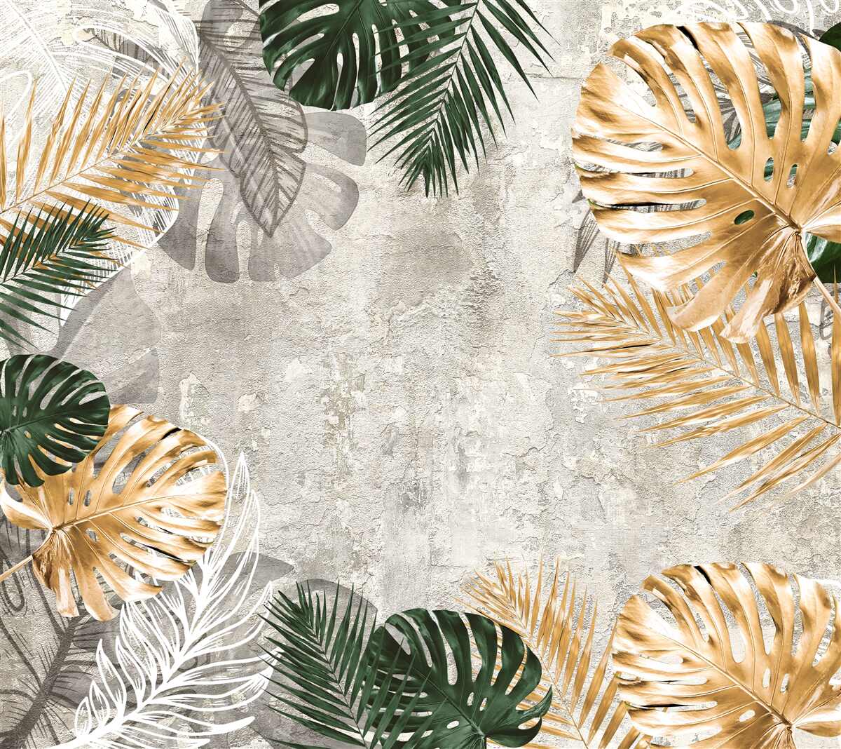 Fototapeta monstera so zlatými a zelenými listami