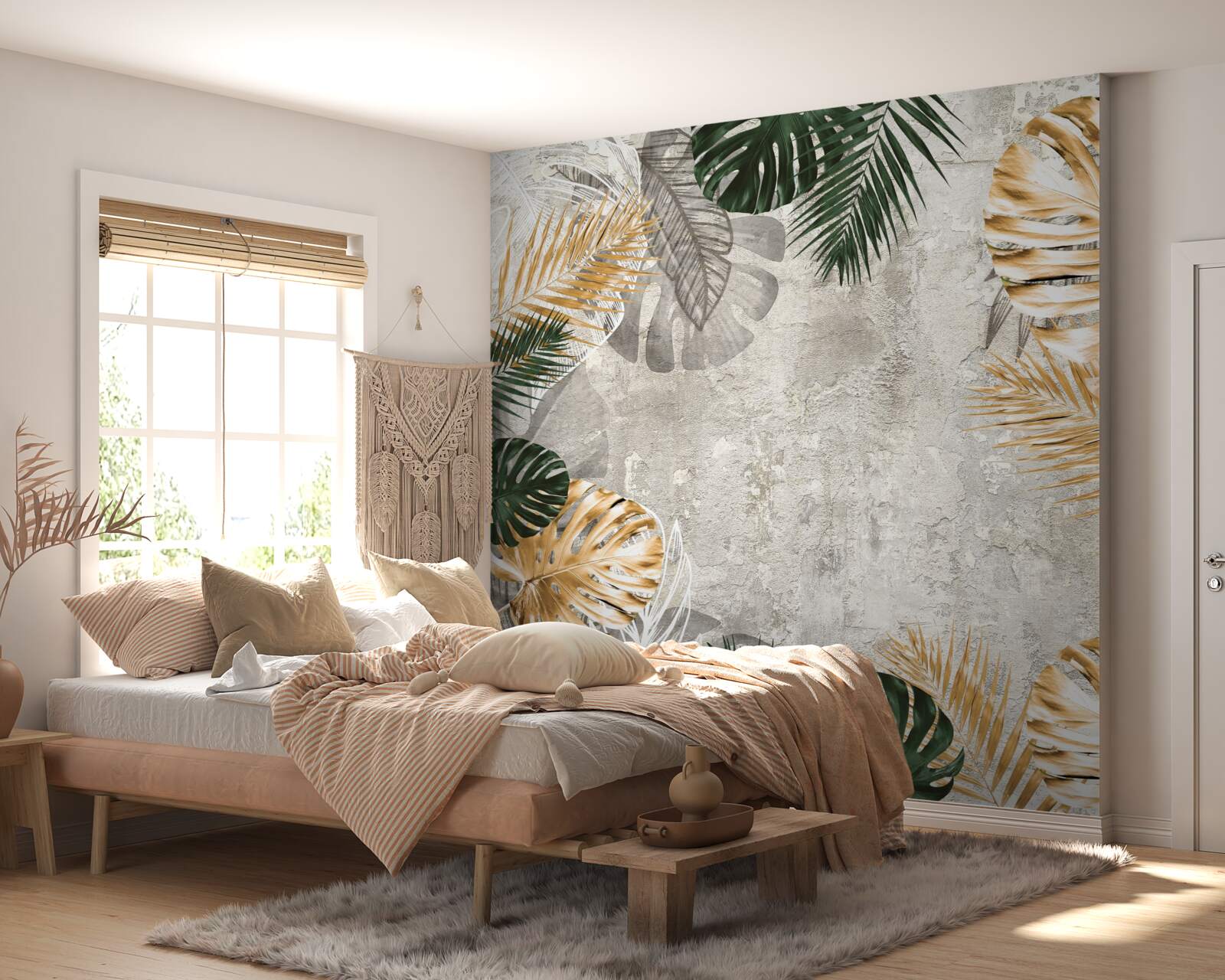 Fototapeta monstera so zlatými a zelenými listami