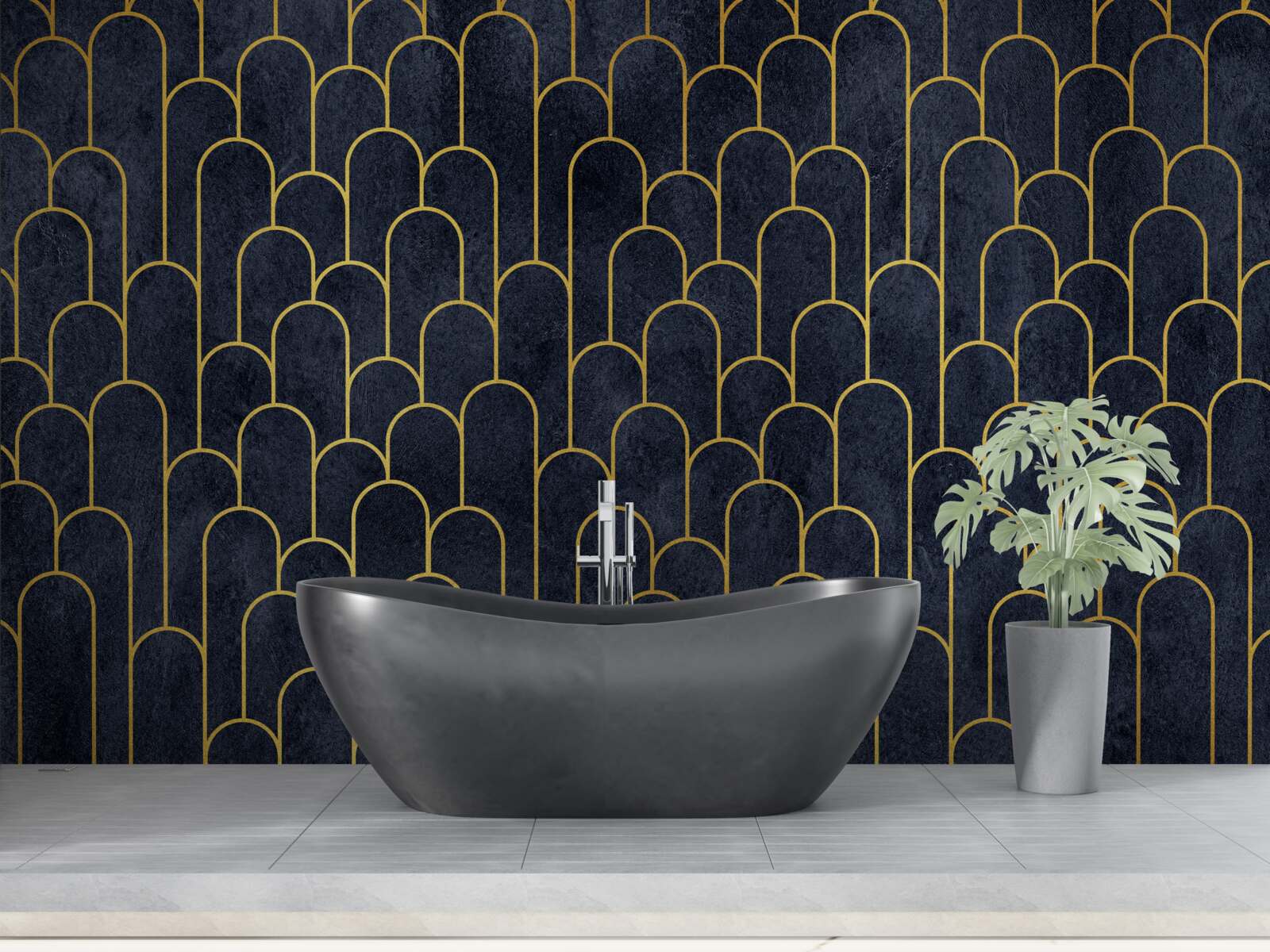 Fototapeta modré polkruhové bronzové stĺpy