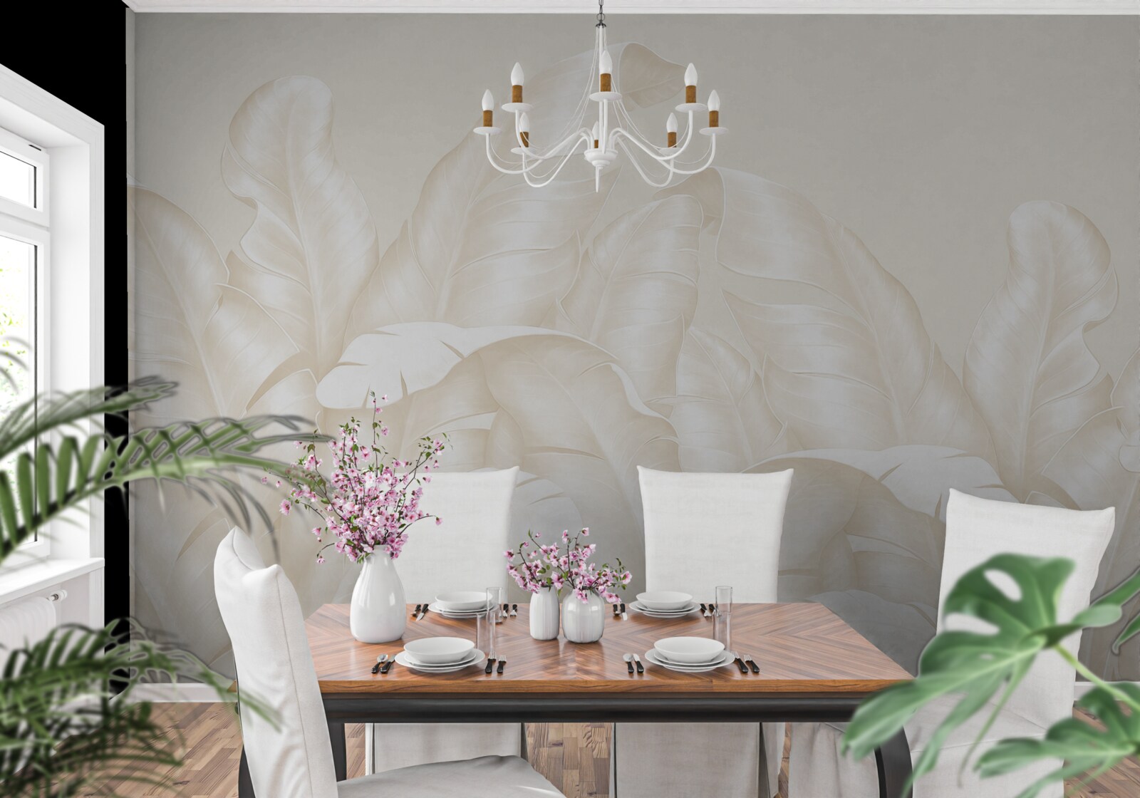 Fototapeta husté listy džungle s jemným hnedým odtieňom