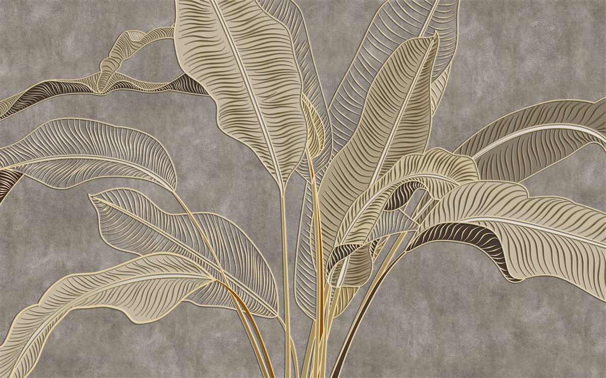 Fototapeta hnedé listy na sivom pozadí