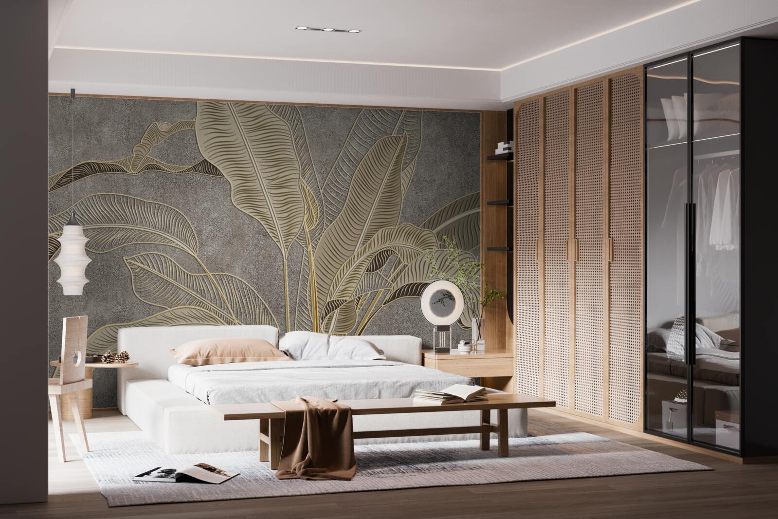 Fototapeta hnedé listy na sivom pozadí