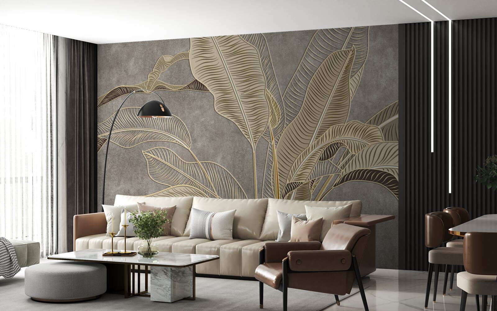 Fototapeta hnedé listy na sivom pozadí