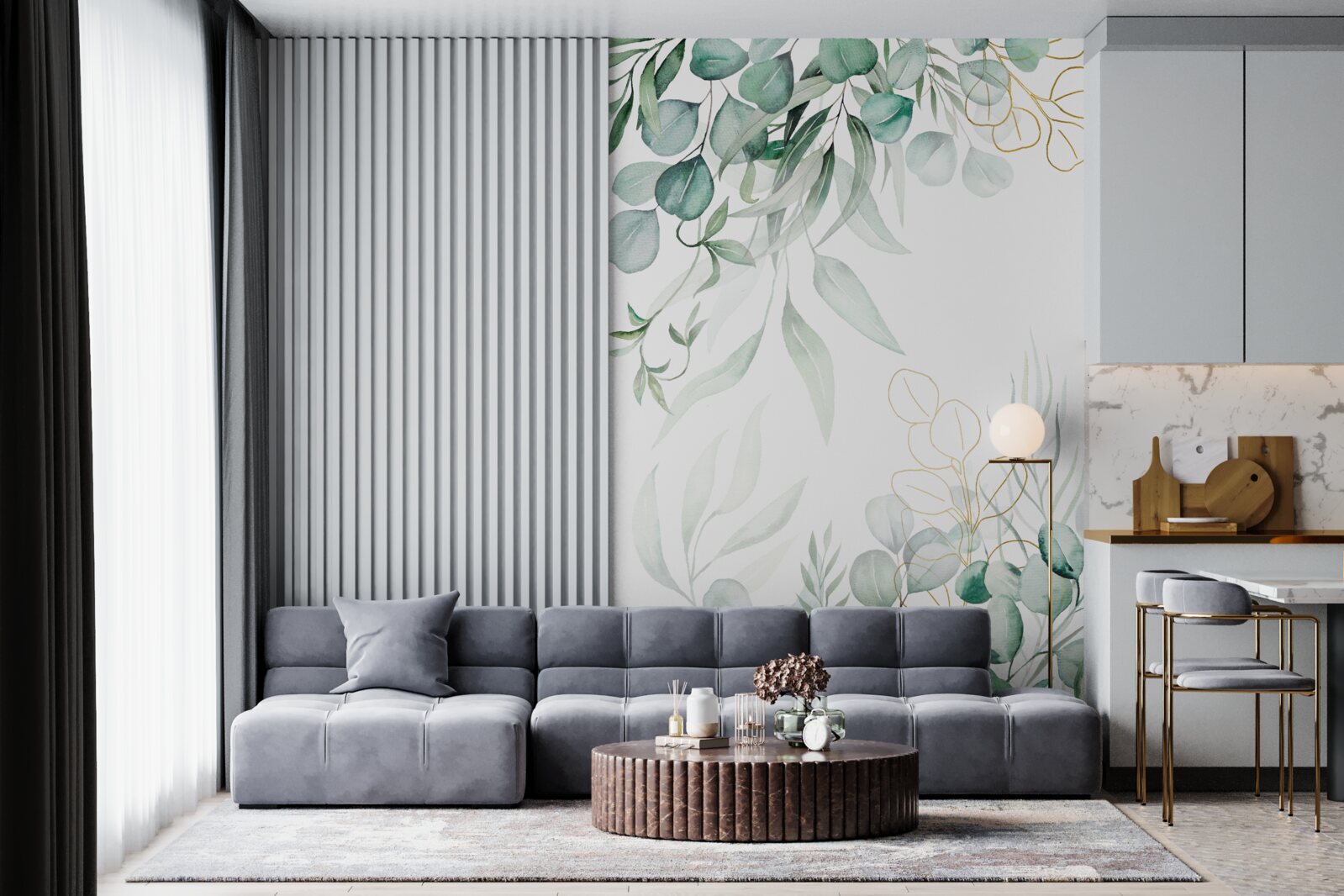 Fototapeta Listy eukalyptu sú zelené a žlté