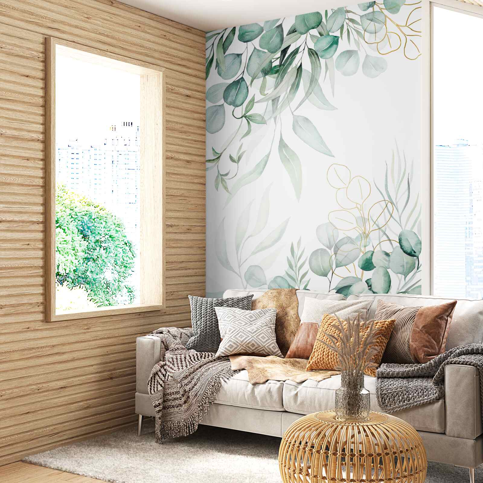 Fototapeta Listy eukalyptu sú zelené a žlté