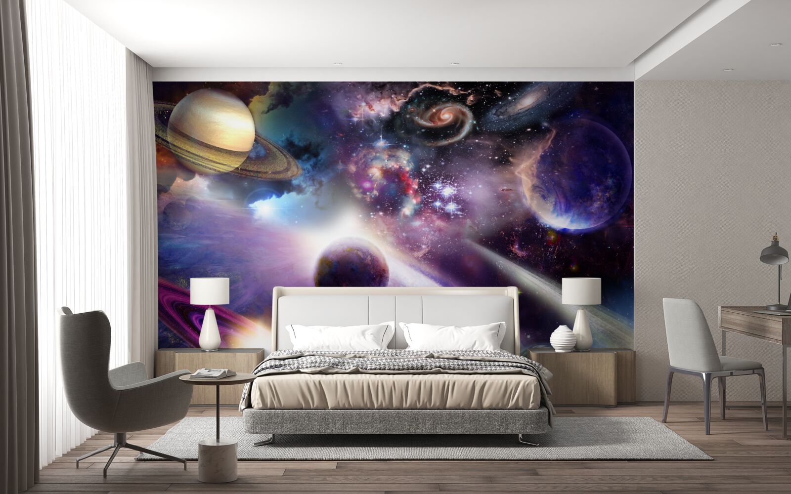 Fototapeta vesmír je nekonečný a plný jasných planét