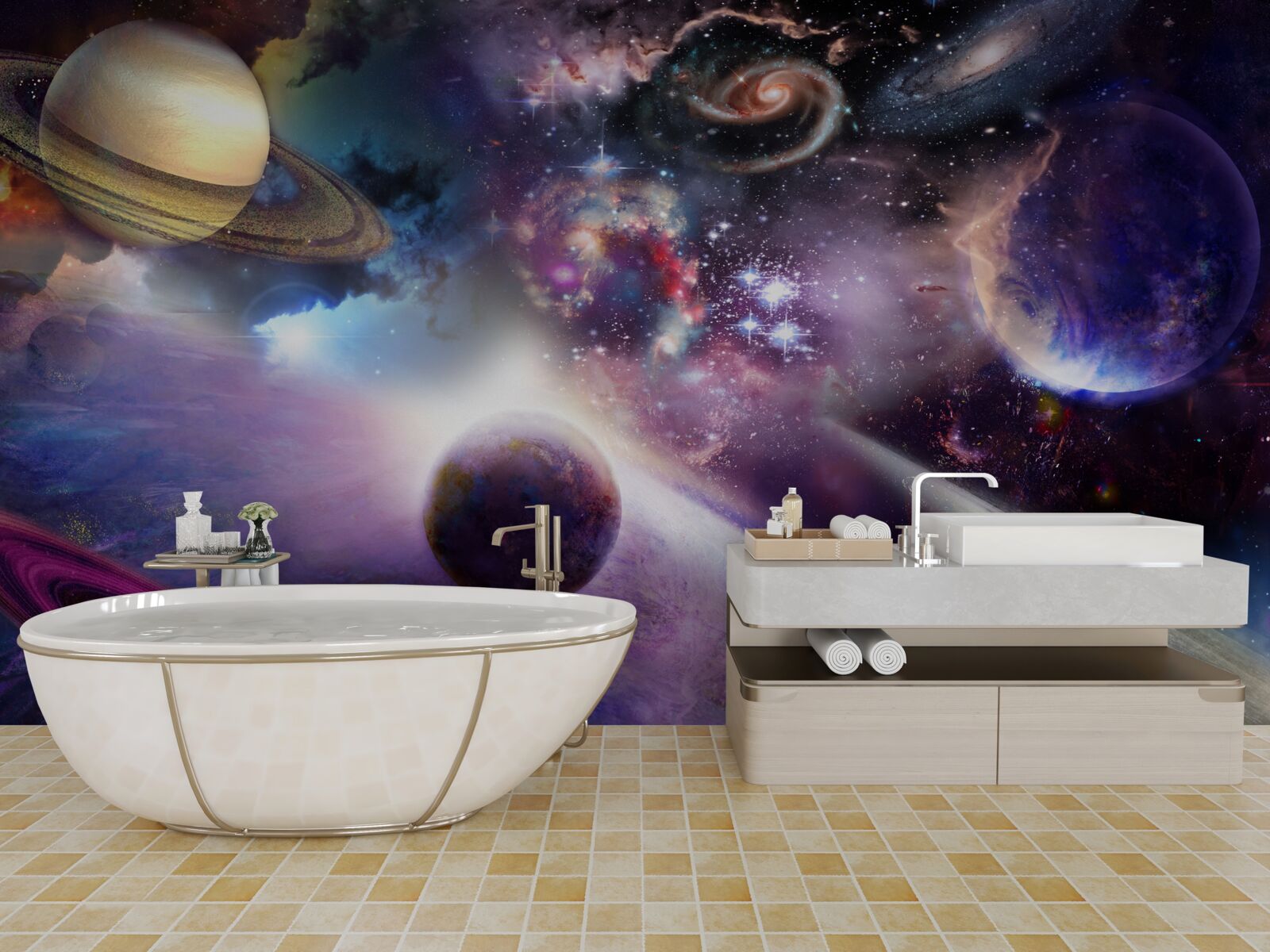 Fototapeta vesmír je nekonečný a plný jasných planét