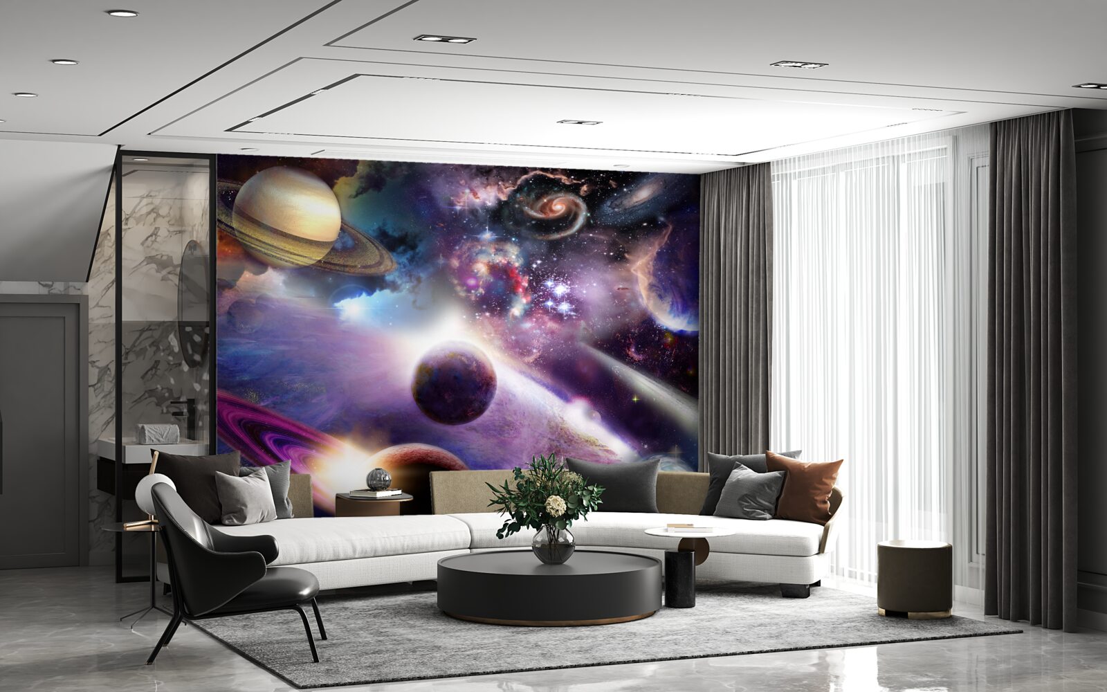 Fototapeta vesmír je nekonečný a plný jasných planét