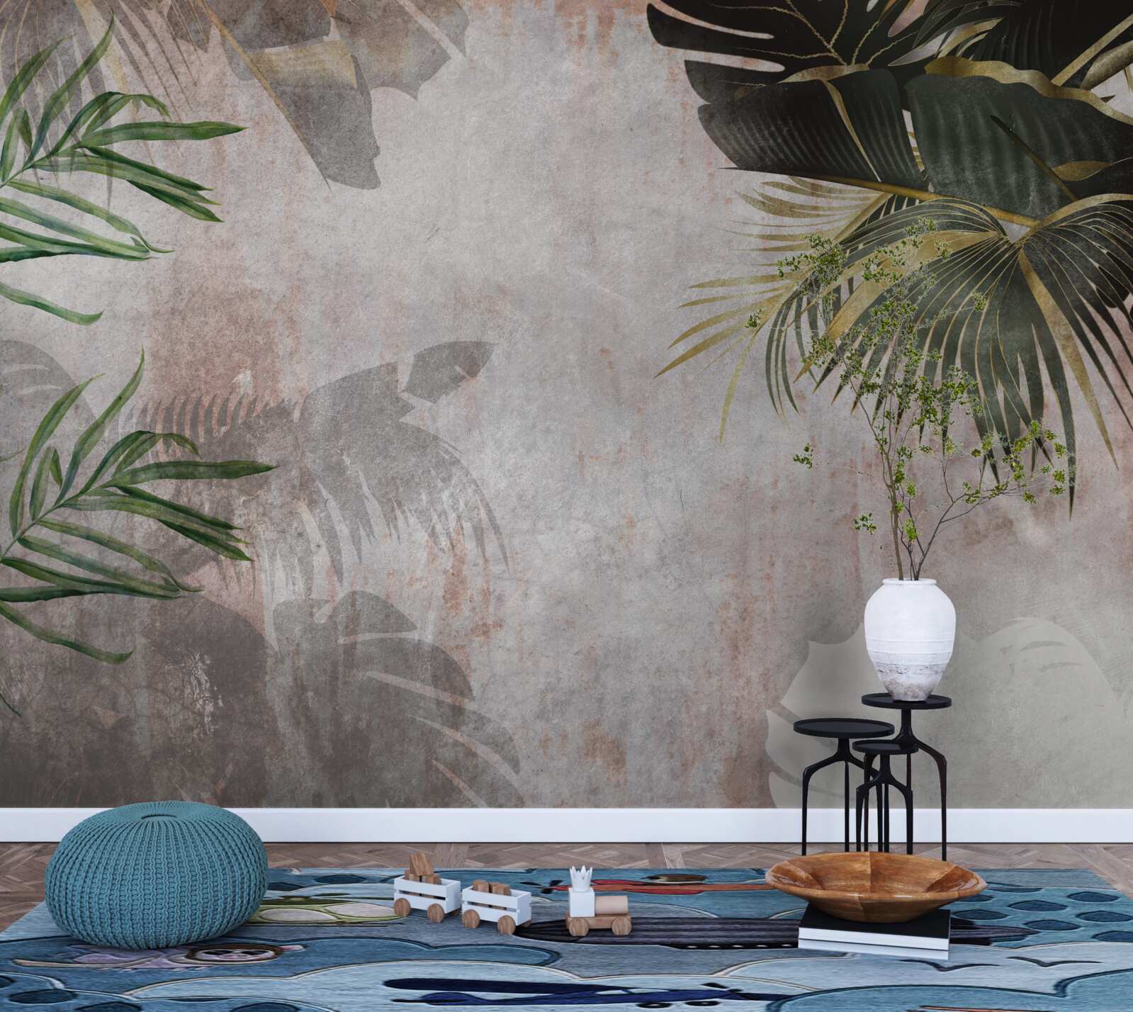 Fototapeta zahmlená pokrývka džungle lemovaná listami