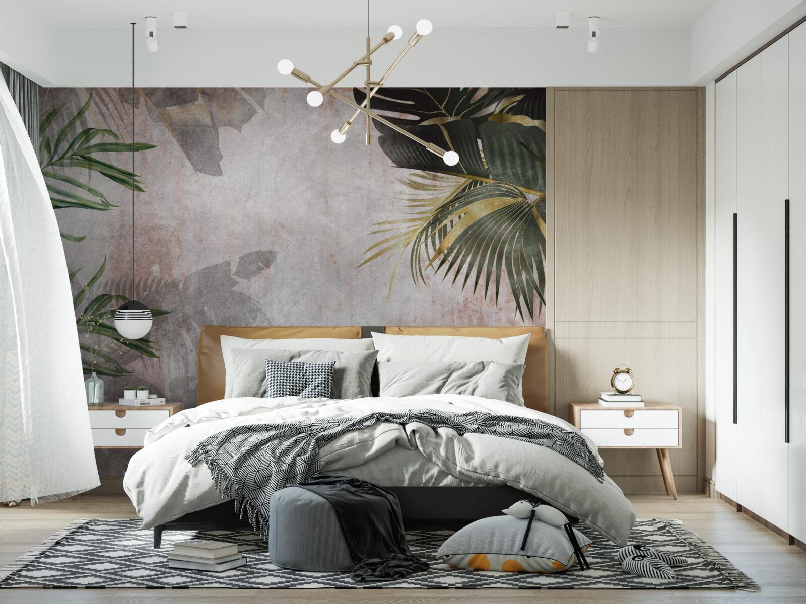 Fototapeta zahmlená pokrývka džungle lemovaná listami