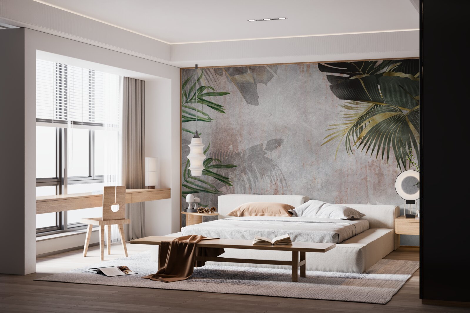 Fototapeta zahmlená pokrývka džungle lemovaná listami